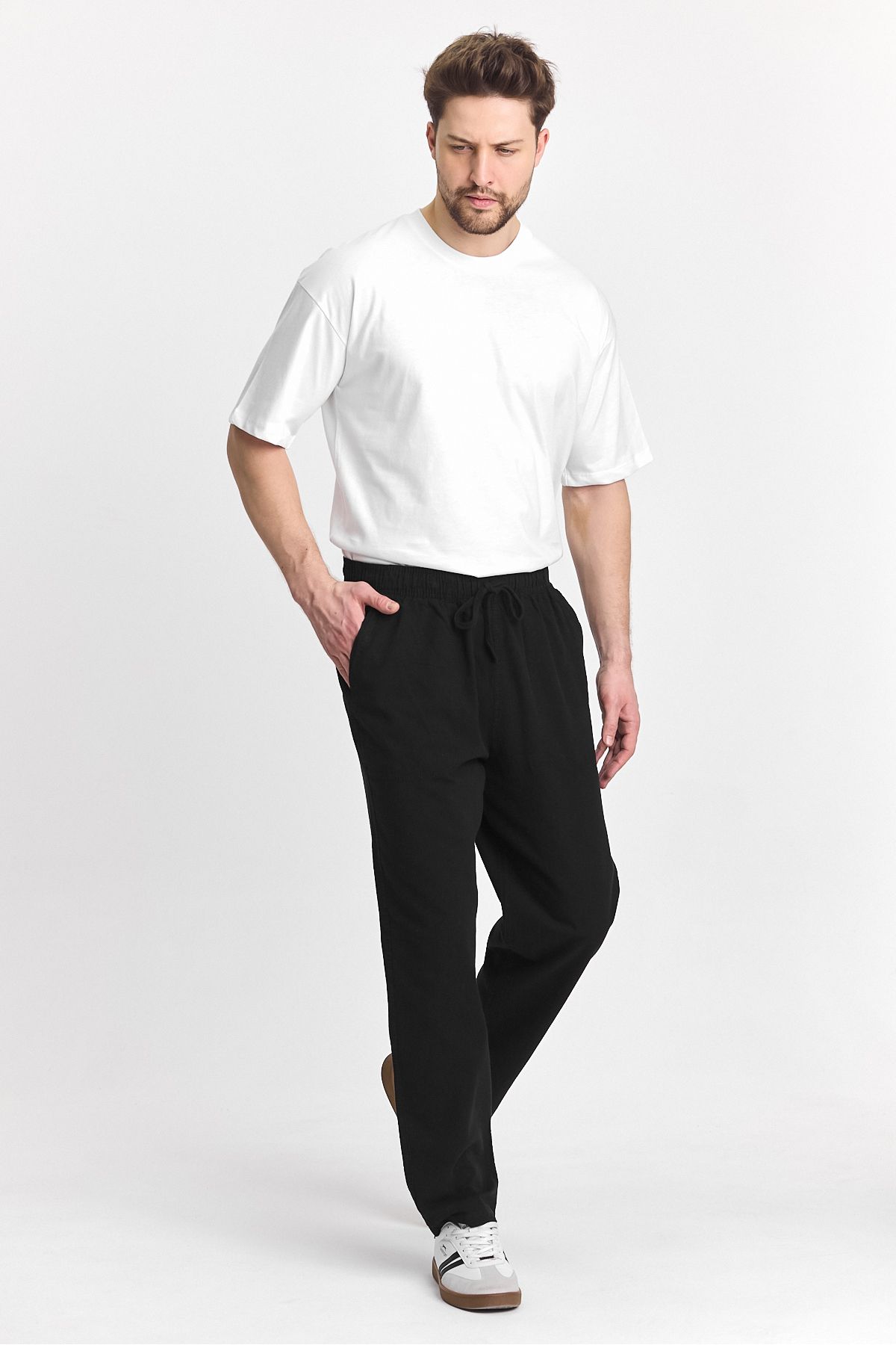 COMBİNE MİCHAİL-Ανδρικό μαύρο παντελόνι Regular Fit Basic 3