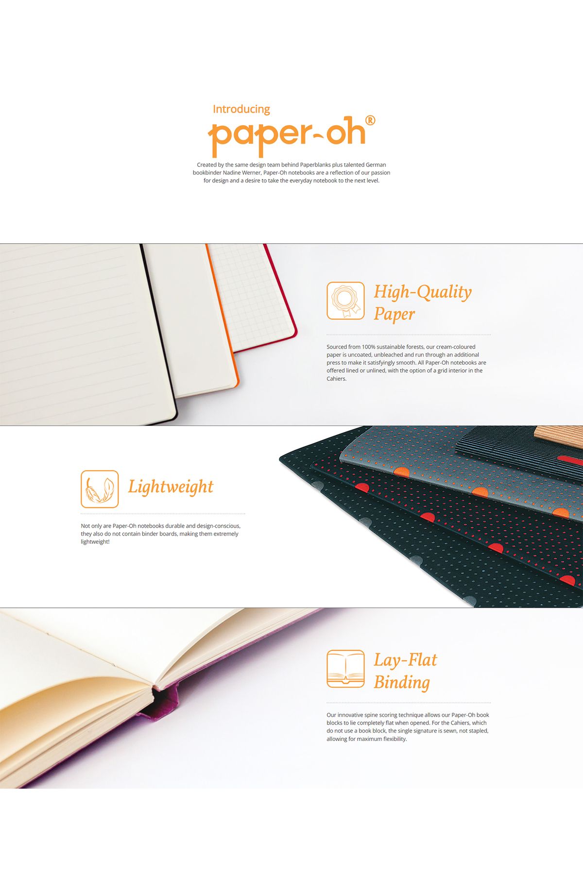 Paper-Oh-Circulo Orange on Grey A6 Unlined Wrap Closure 128 Pages 100gsm Notebook (Pack of 2) 3
