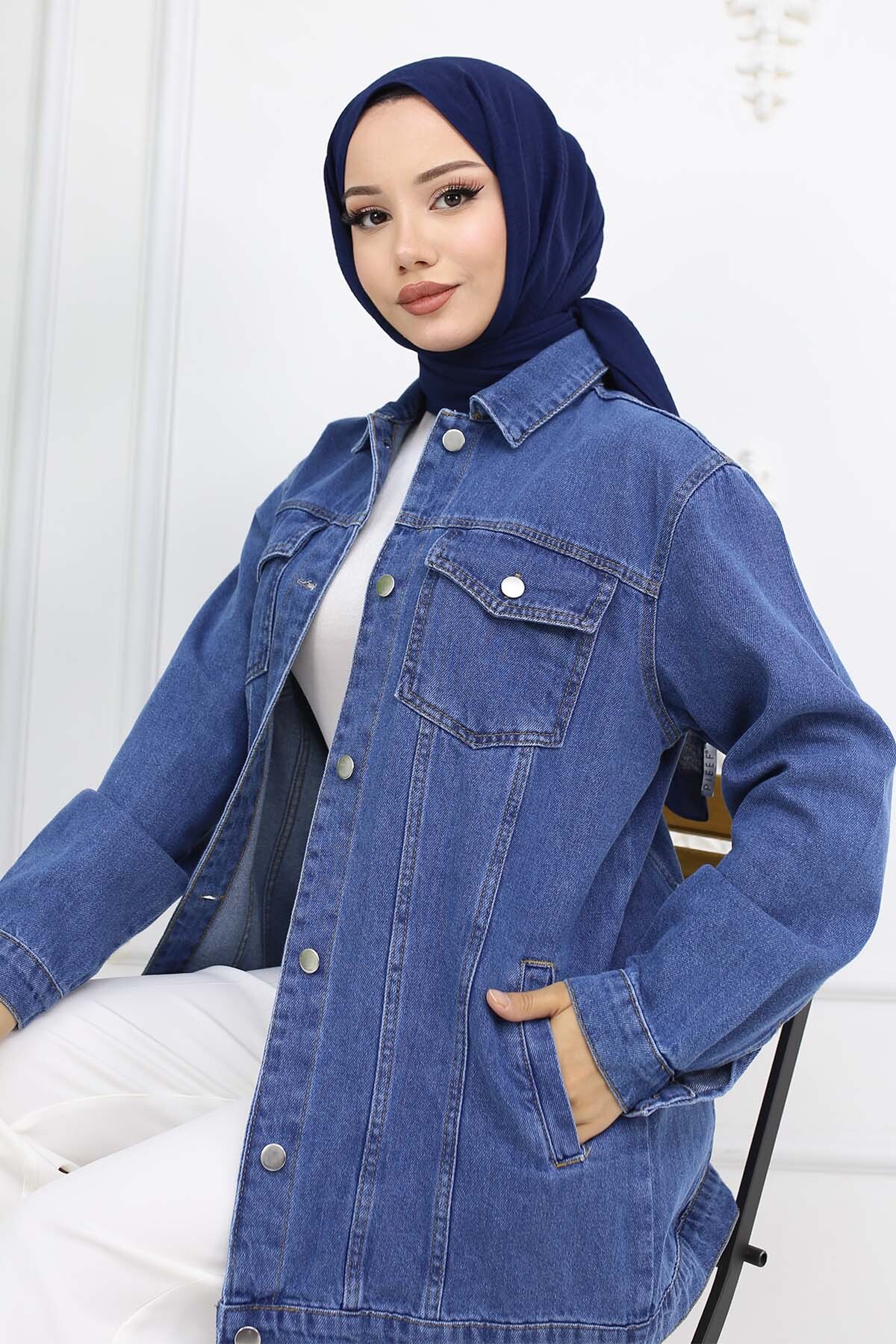 giyze Tesettür Kot Ceket Gri 704 - Fiyatı, Yorumları