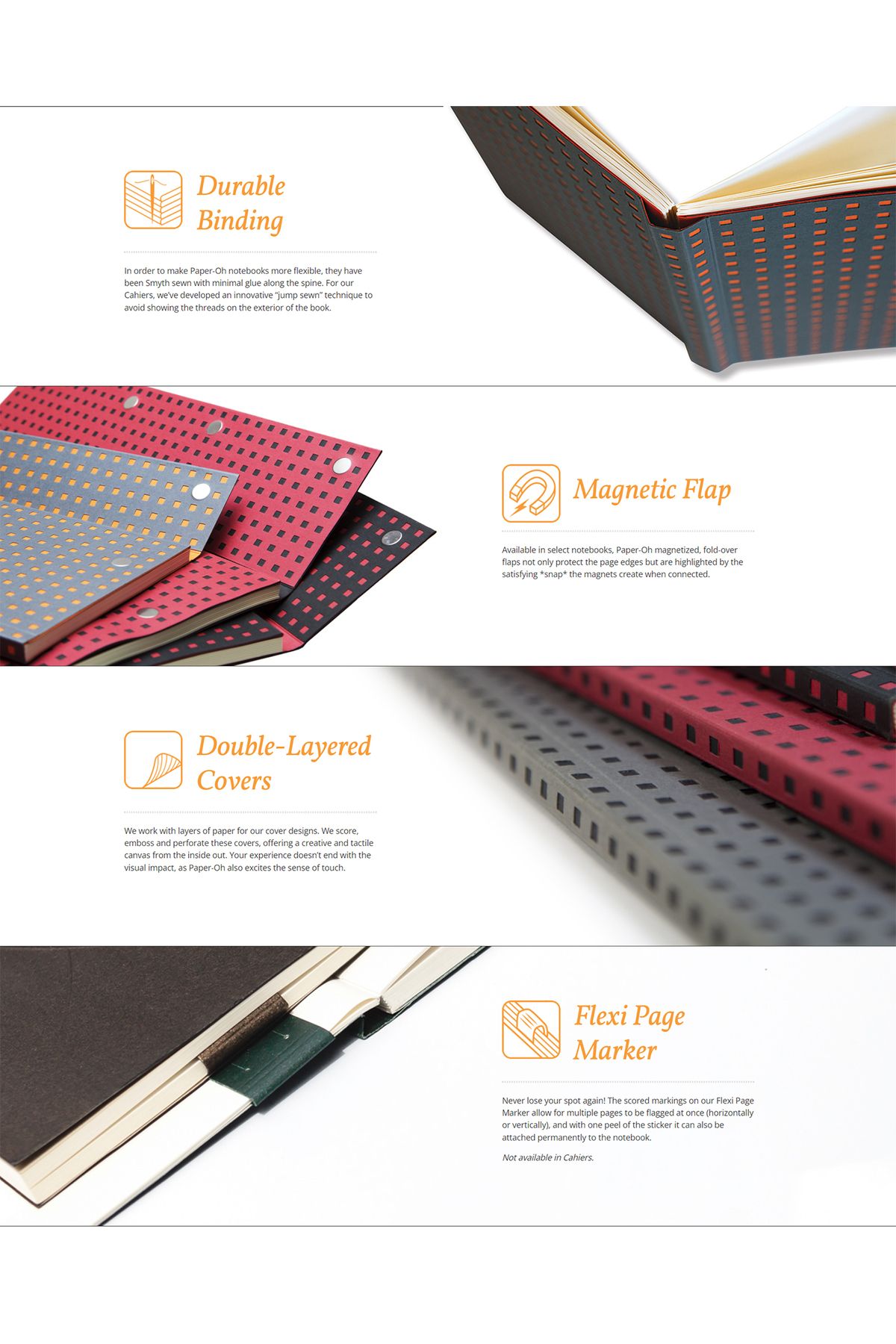 Paper-Oh-Quadro Red on Black B6.5 Unlined Wrap Closure 112 Pages 100gsm Notebook (Pack of 2) 4
