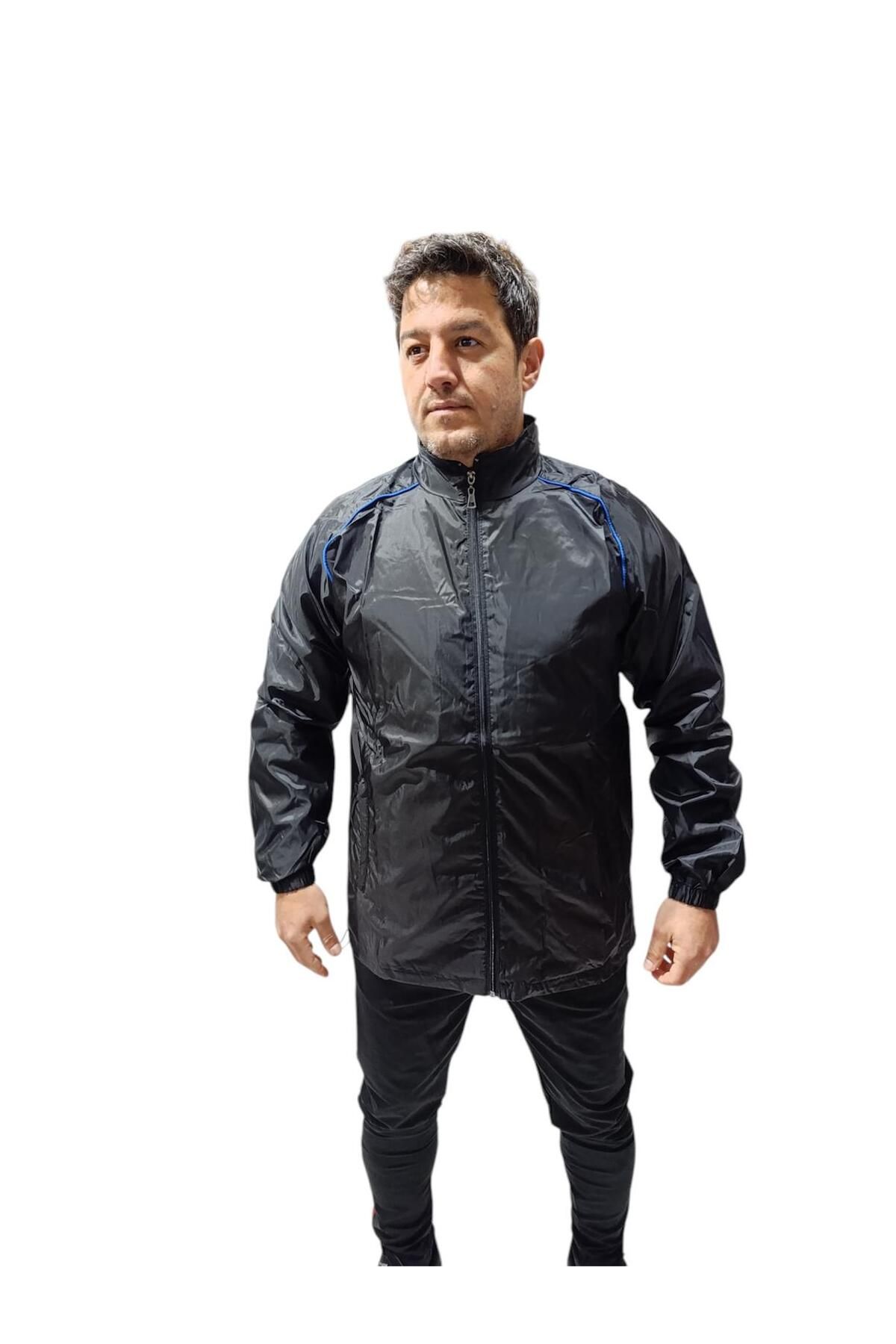 Albayrak Spor Yağmurluk, Antrenman Yağmurluğu, Kapüşonlu Rüzgarlık, Siyah-Mavi