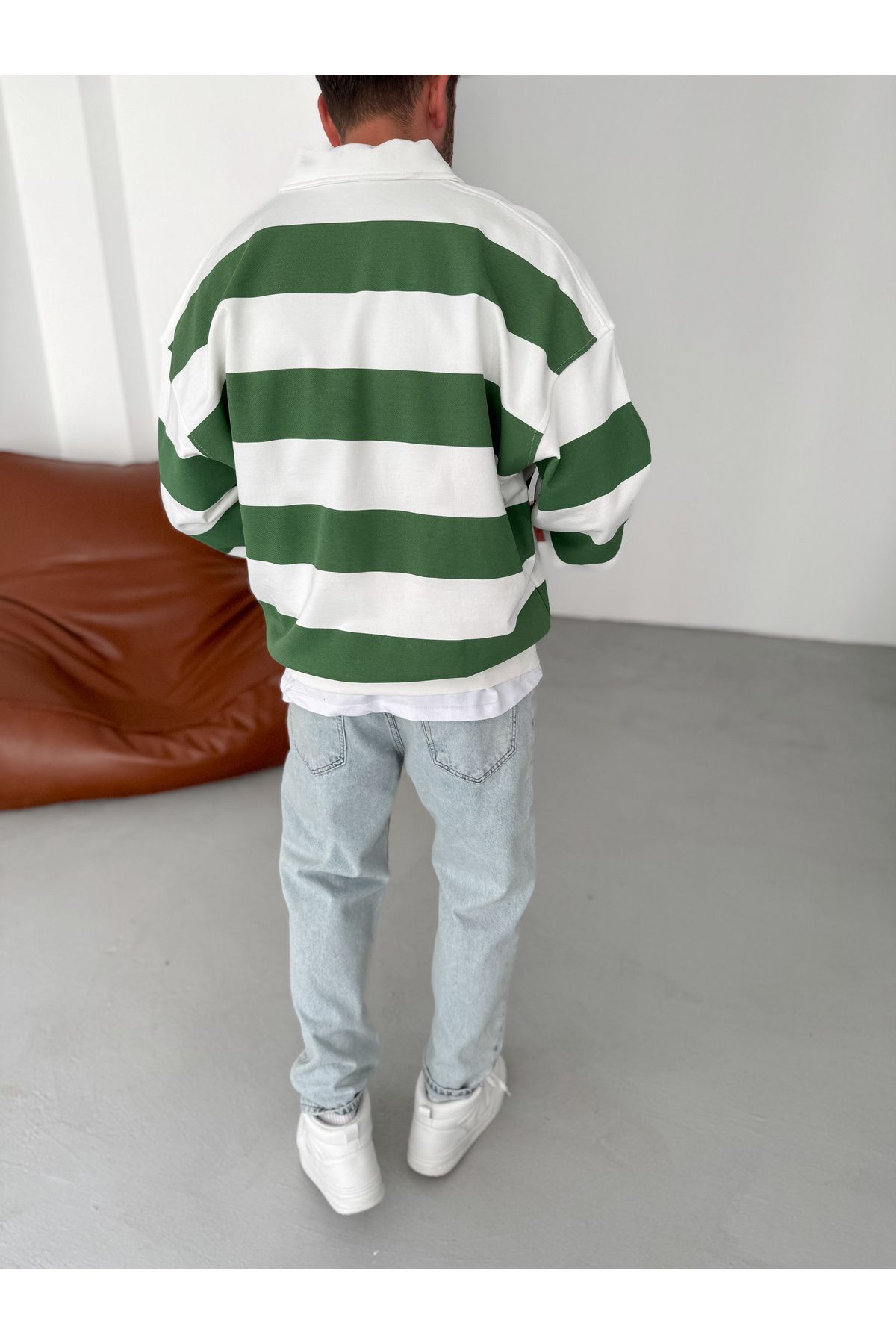 BYBASICMAN-Green Striped Hong Kong Embroidered Sweat Jj-102 5