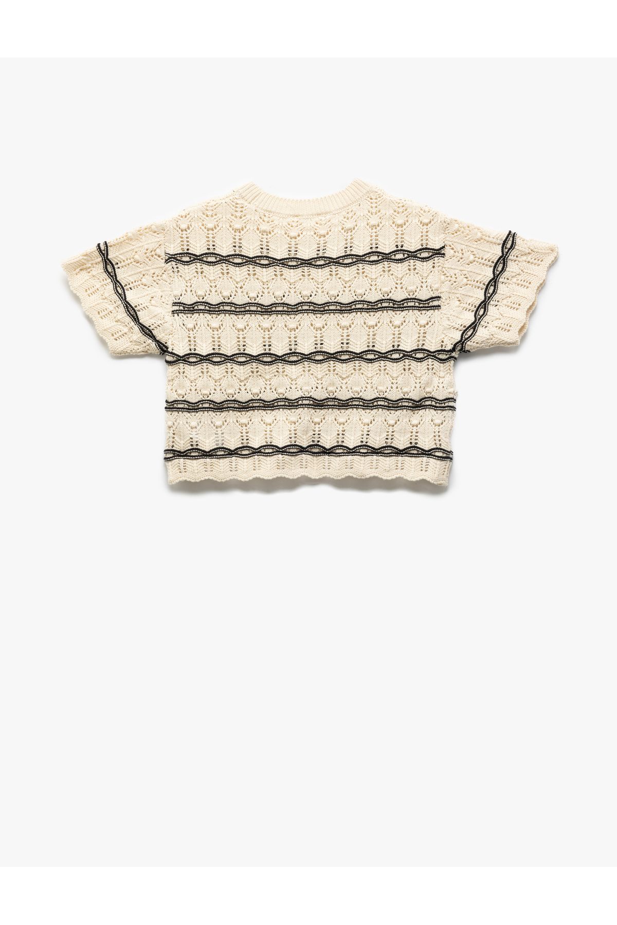 Koton-Crew Neck Textured Short Sleeve Knitwear Sweater 2