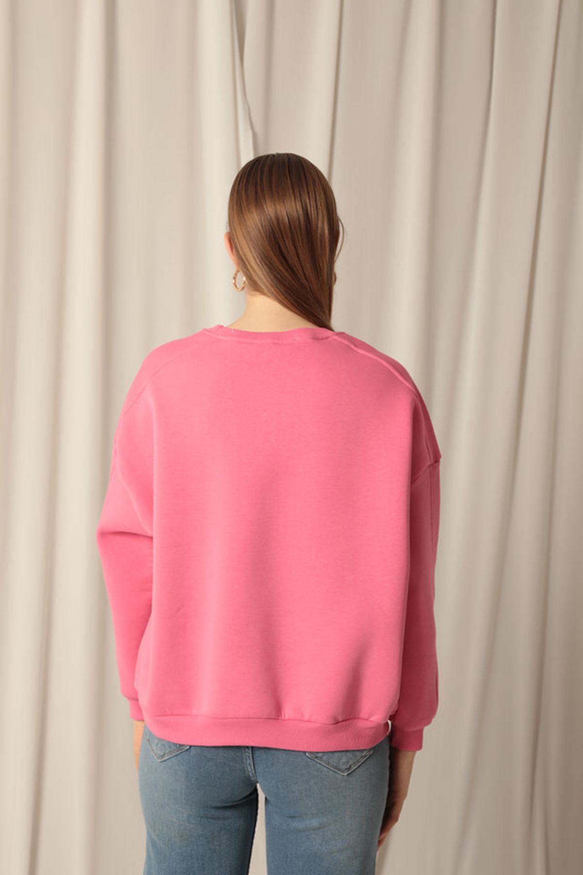 Znd Fashion-Three Thread Zero Collar Grassy Women's Pink Sweat 4