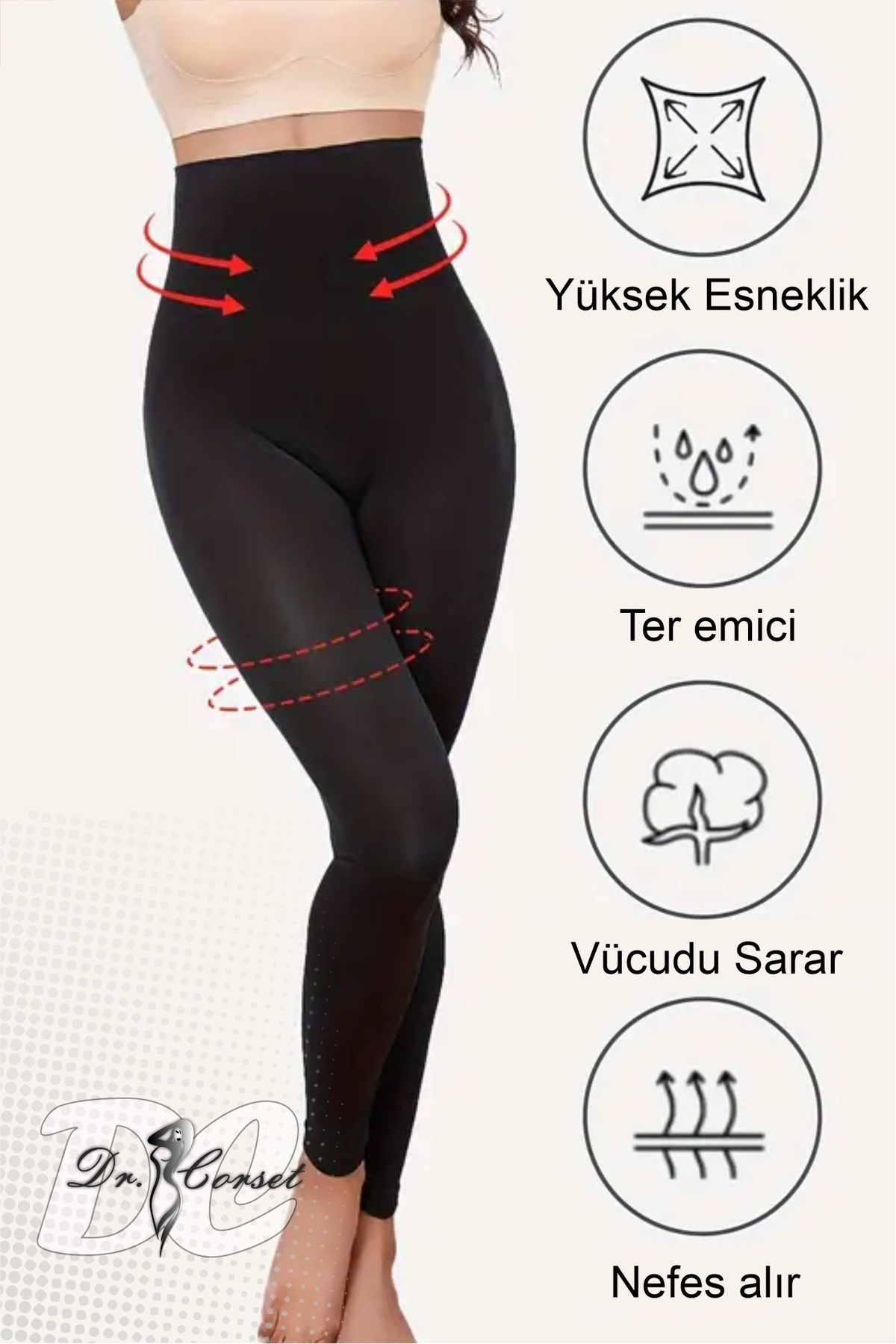 DC Kaydırmaz sikilonlu Korse tayt toparlayıcı sıkılaştırıcı bel göbek bacak 2 bedene kadar inceltici görsel 2