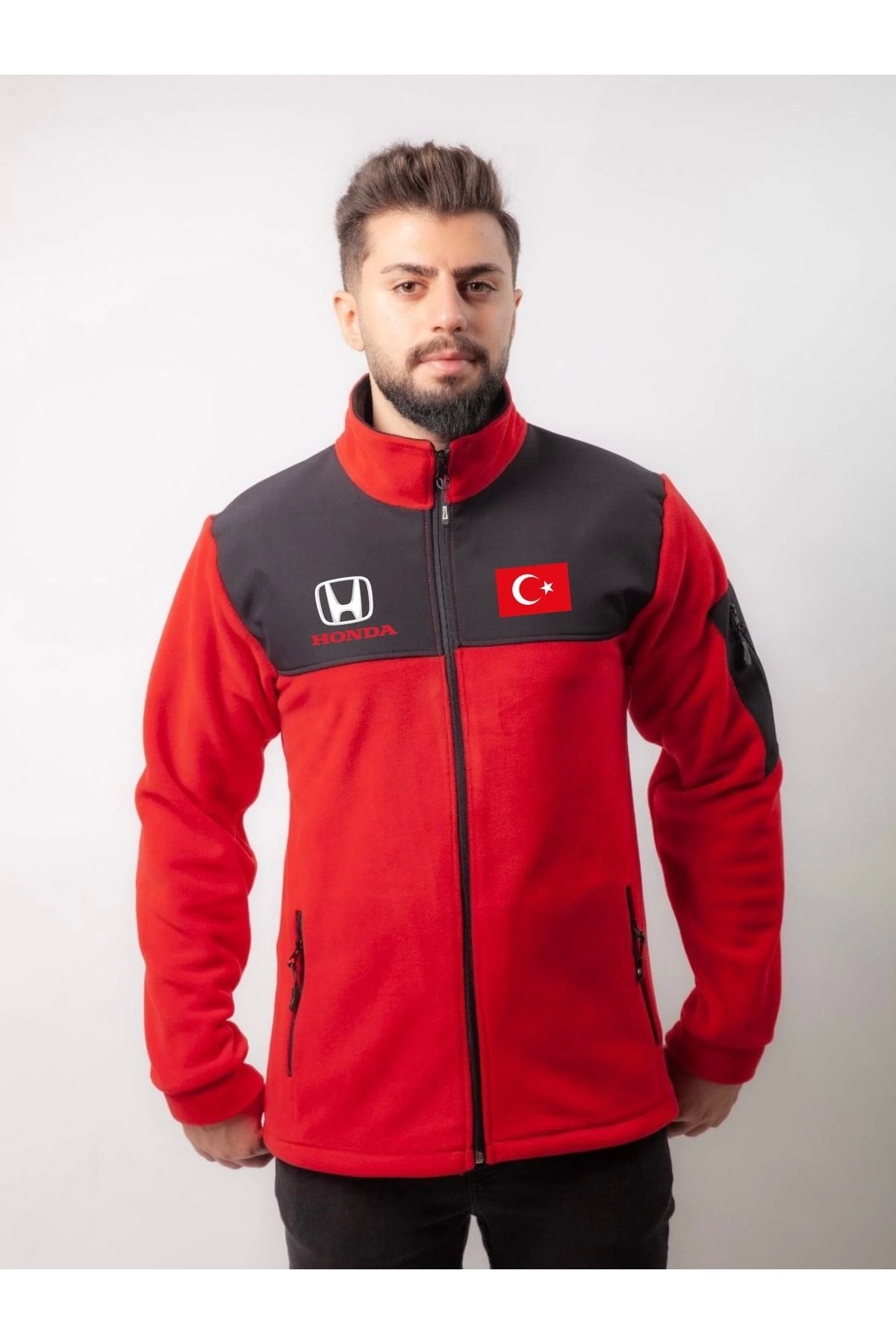 Genel Markalar OPEL LOGOLU TÜRK BAYRAĞI BASKILI ÜST KALİTE POLAR CEKET — قرمز PHTR001