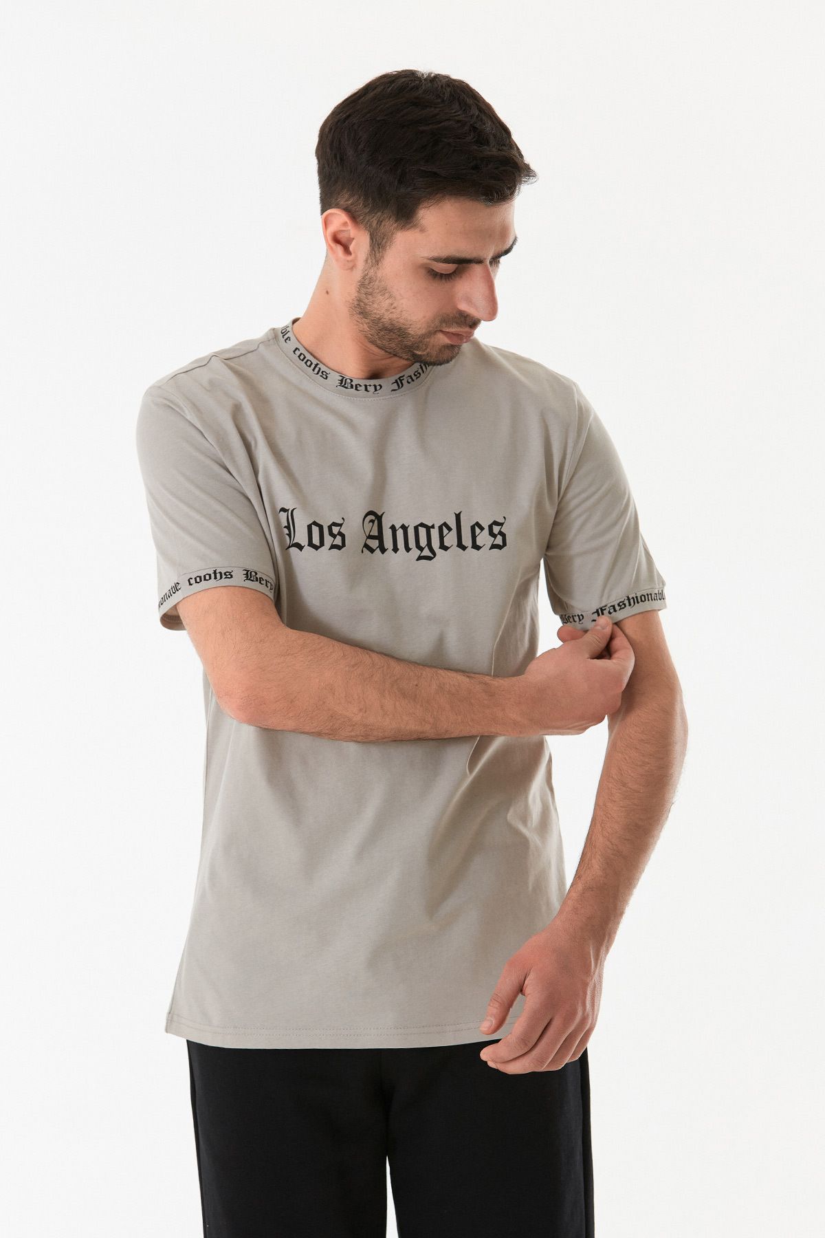 Fulla Moda-Los Angeles Printed Crew Neck T-Shirt 6