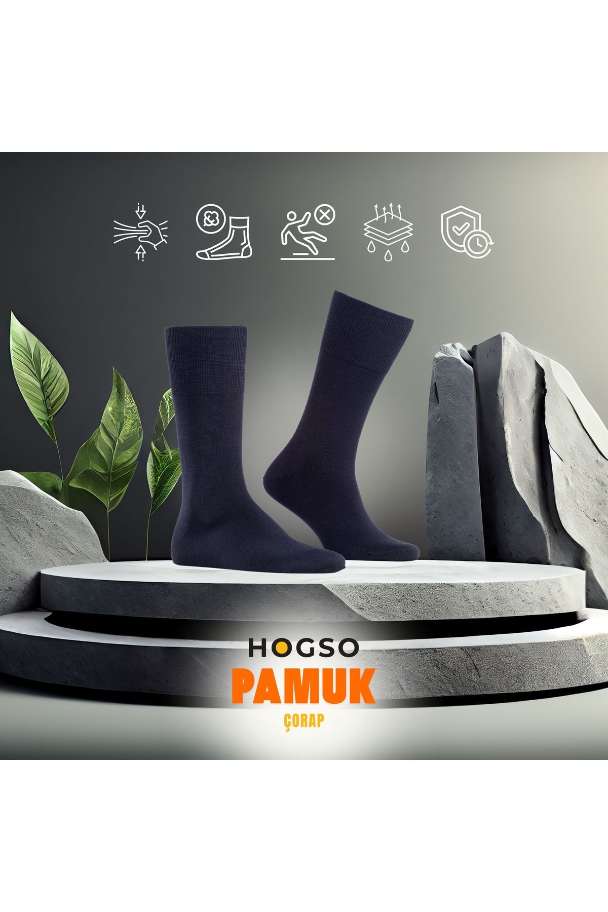 hogso-3-Pack Plain Men's Socks 4