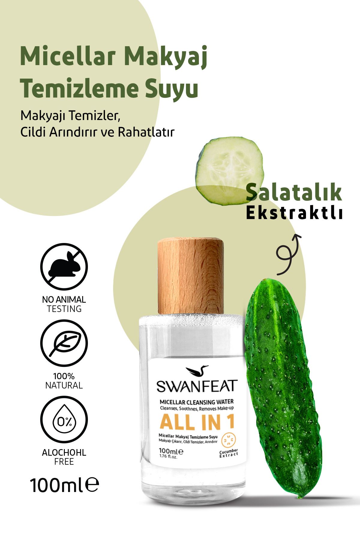 SWANFEAT All in 1 Arındırıcı Canlandırıcı Alkolsüz Micellar Makyaj Temizleme Suyu