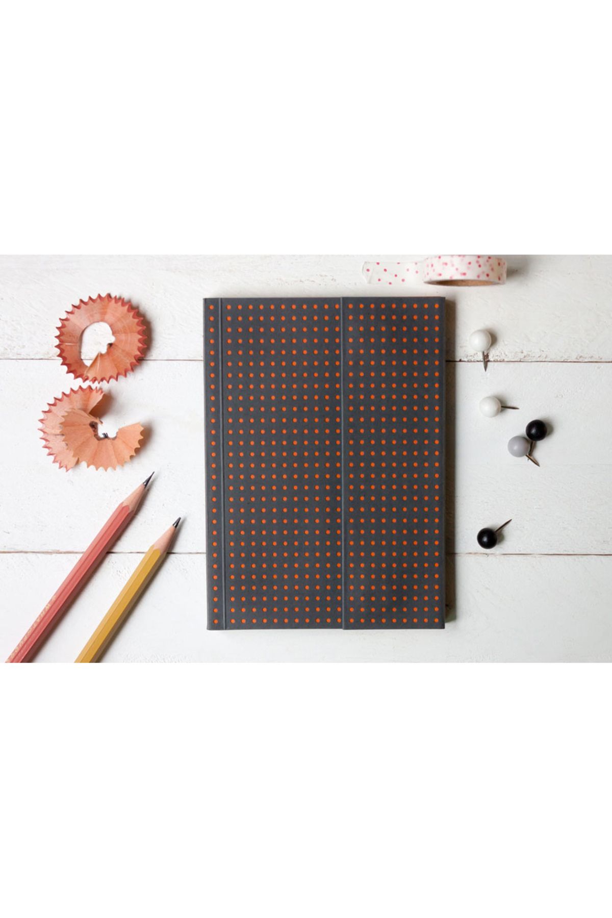 Paper-Oh-Circulo Grey on Orange A6 Unlined Wrap Closure 128 Pages 100gsm Notebook (Pack of 2) 7