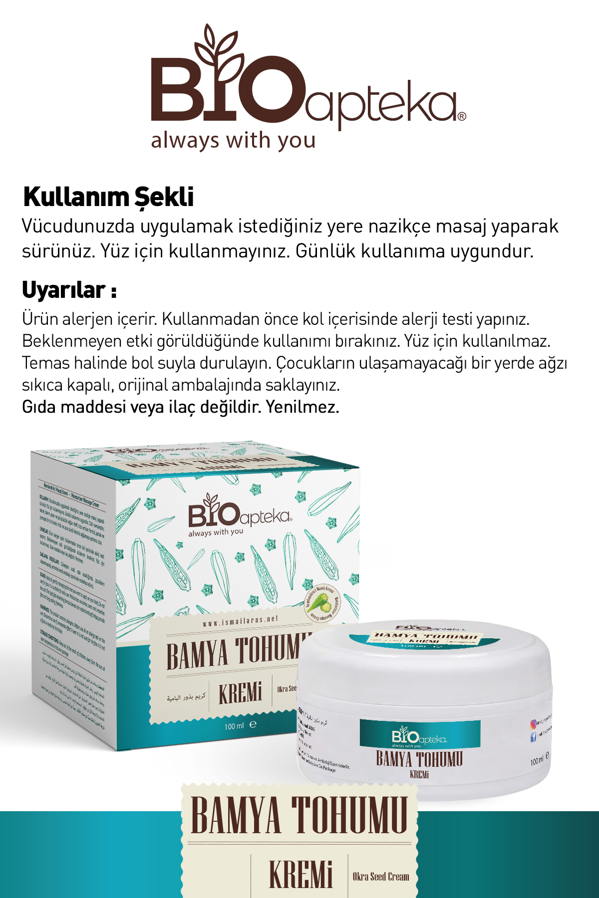 Bamya Tohumu Kremi Ağrı Kesici Krem 100 ML 2 Adet — Bio.Apteka.002 — تصویر 6 از 6