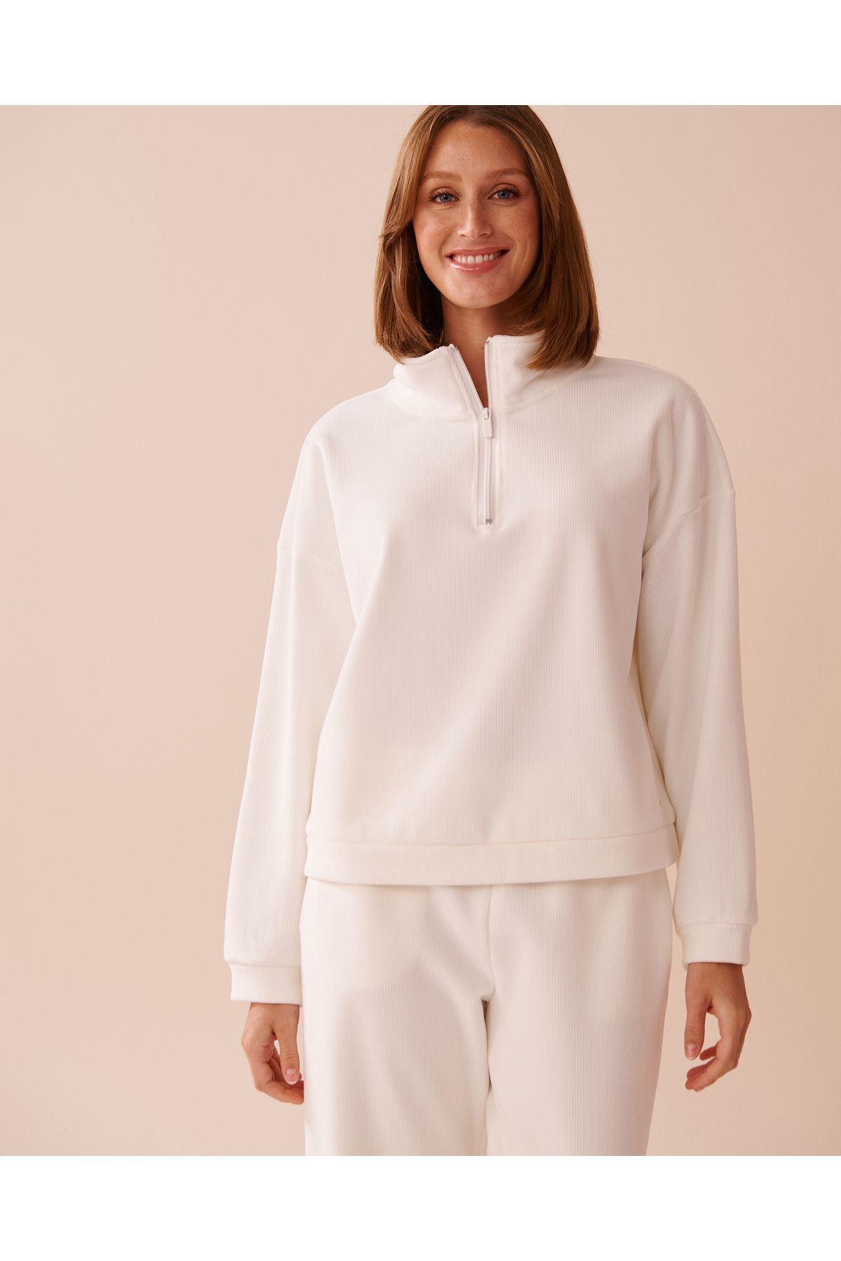 La Vie en Rose-Heavy Ribbed Half-zip Sweatshirt 1