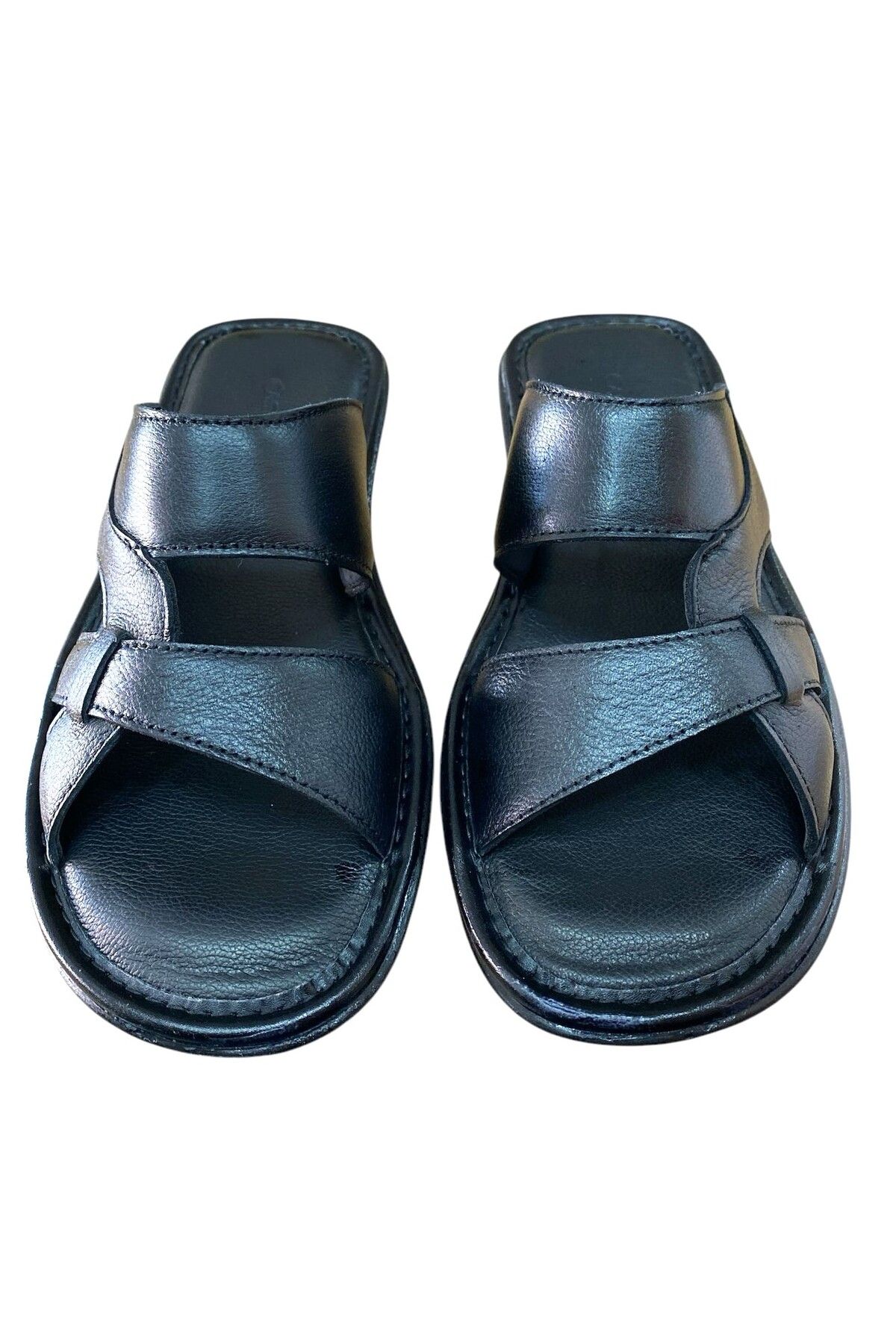 Castle Black-8521 Men's Leather Summer Comfort Slippers 4