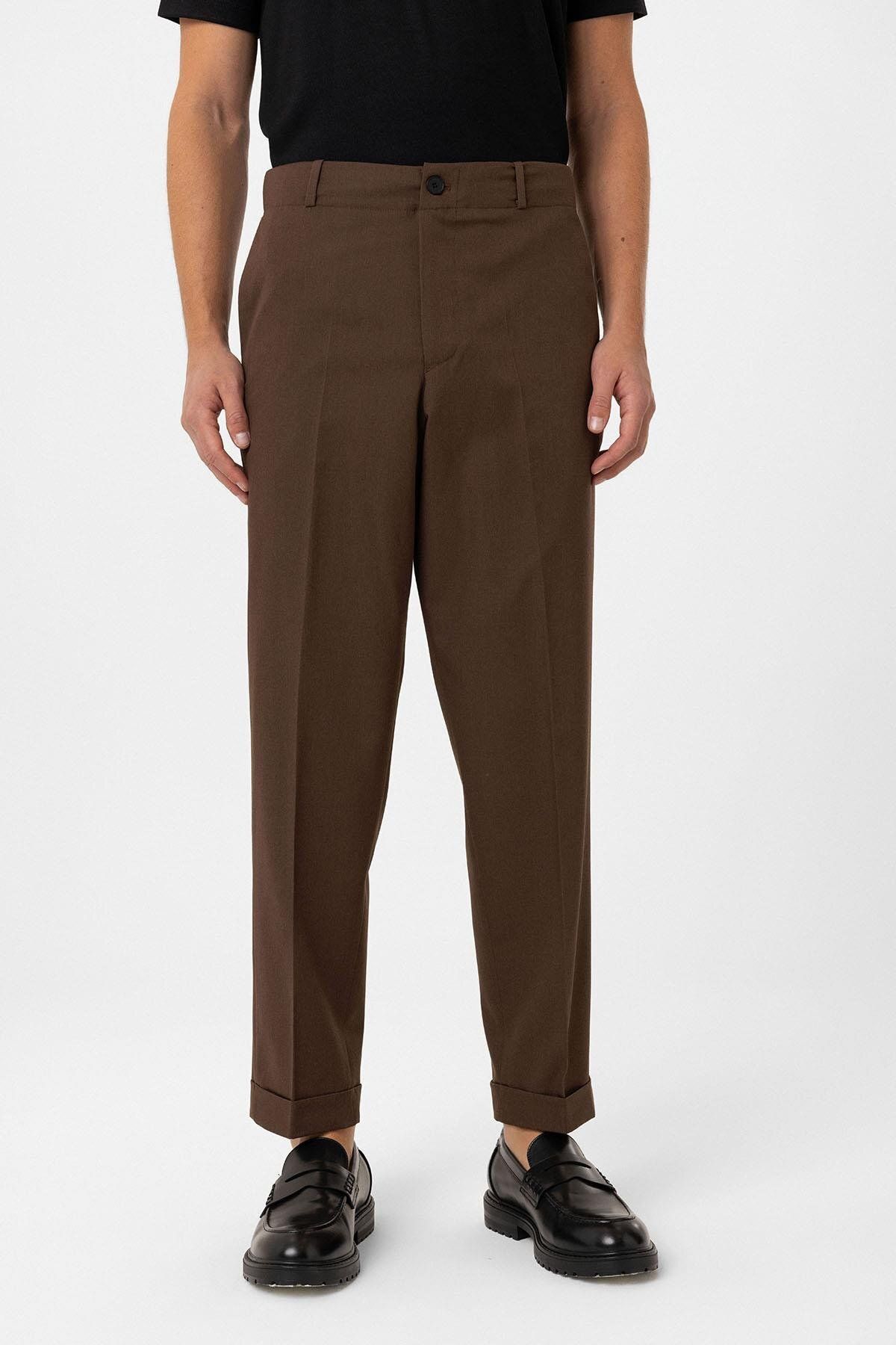 Antioch-Brown High Waist Straight Fit Men's Trousers 2