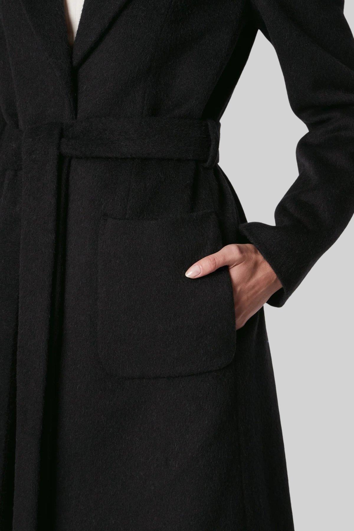 HUGO  Kadın Regular Fit Yün Palto Siyah - Görsel 4