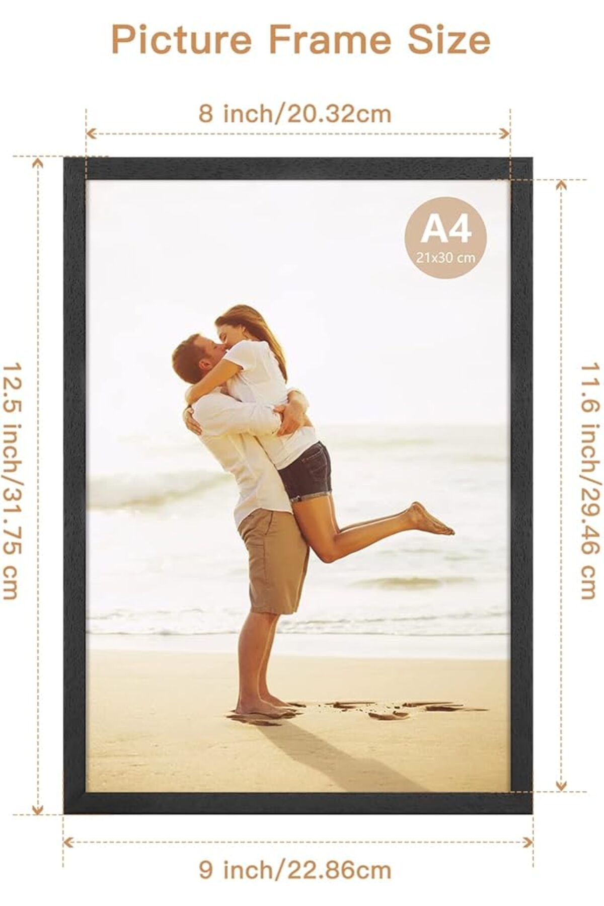 ATOBART-A4 Black Wood Photo Frame 21x30cm for Wall/Table Display, Set of 2, Horizontal/Vertical 2