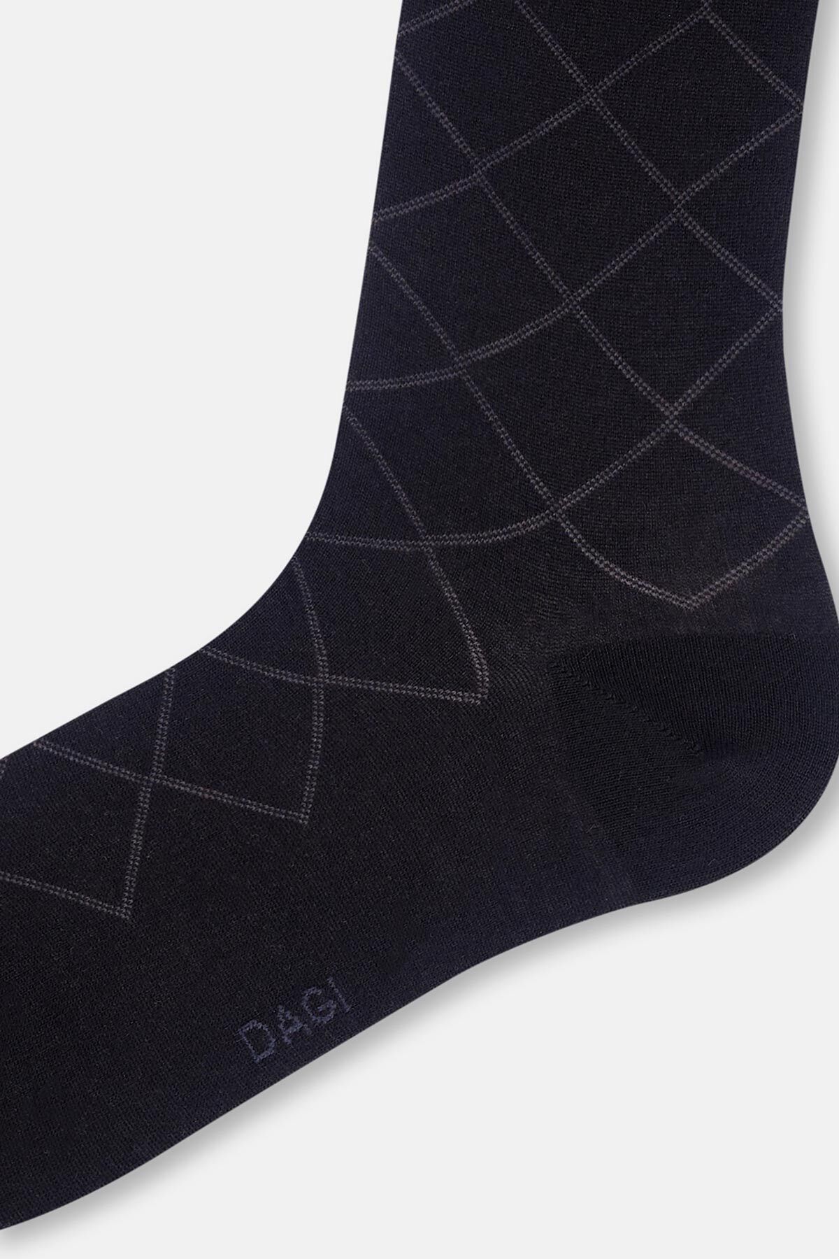 Dagi-Black Men's Quadrilateral Pattern Bamboo Socks 3