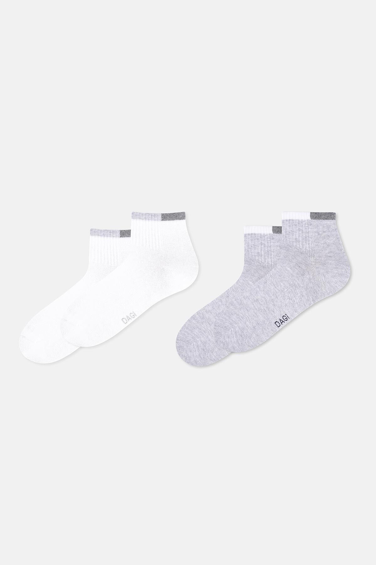 Dagi-White-Grey Melange Men's 2-Piece Sports Socks 1