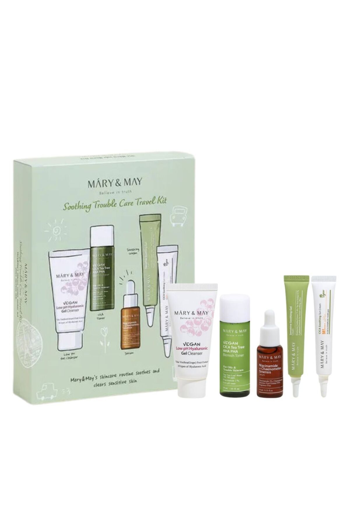 Other Mary&may Soothing Trouble Care Travel Kit - Trusă Cosmetică De Călătorie Liniștitoare Și Hidratantă - One Size