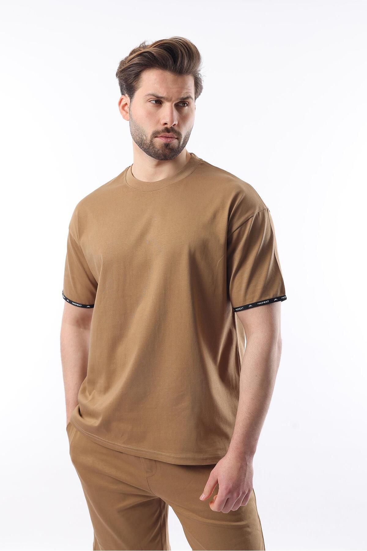 Madmext-Σετ T-Shirt ανδρικό σορτς Camel Basic E7307 2