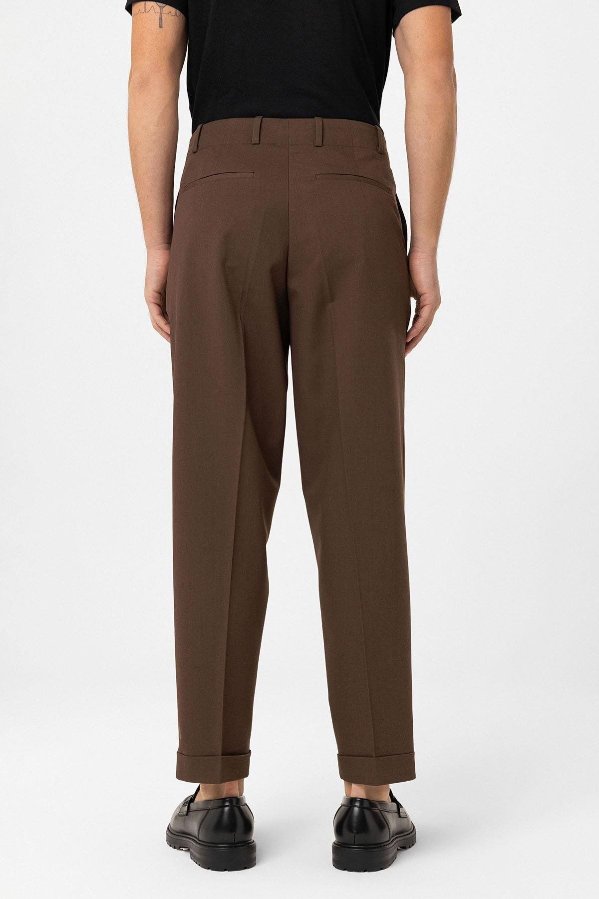 Antioch-Brown High Waist Straight Fit Men's Trousers 3