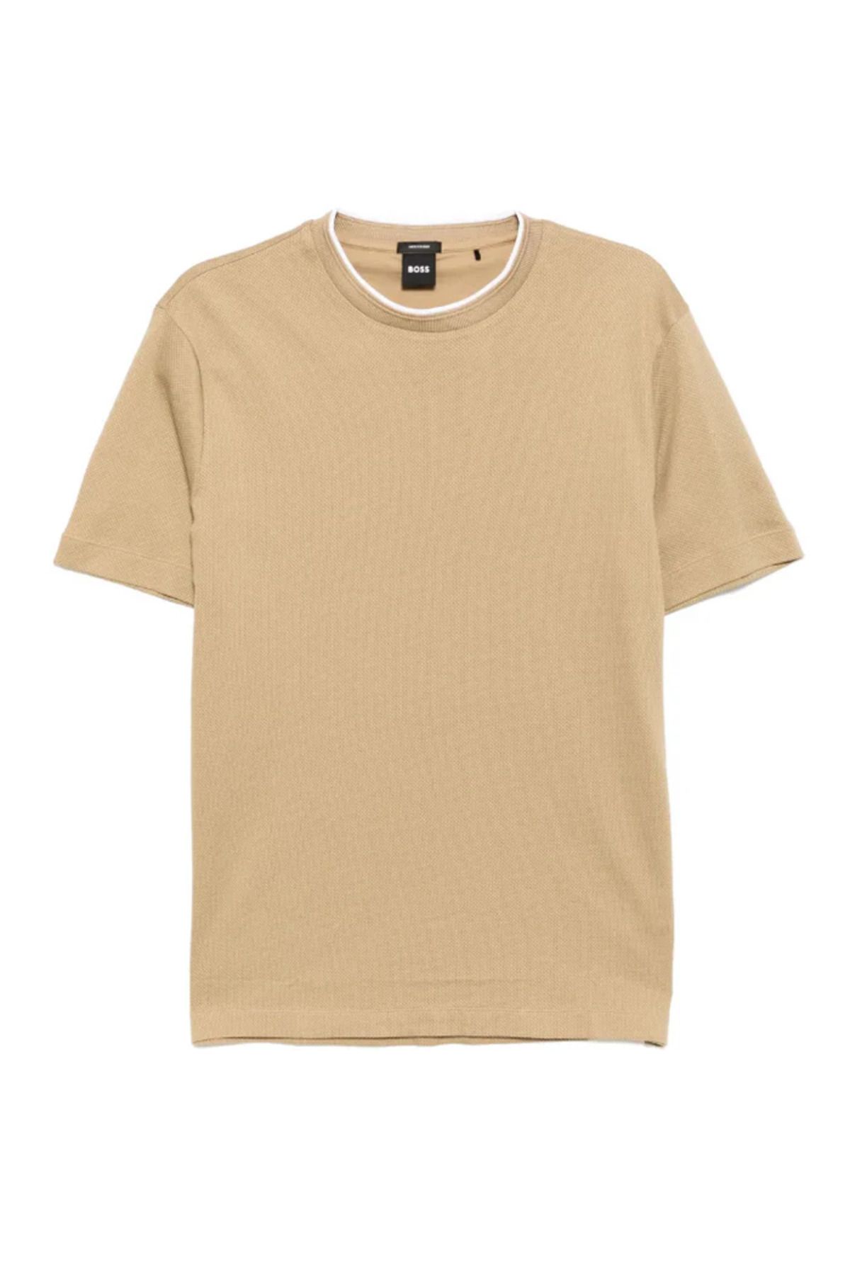 BOSS-Men's Round Neck Brand Logo Beige T-Shirt 50524998 -275 4