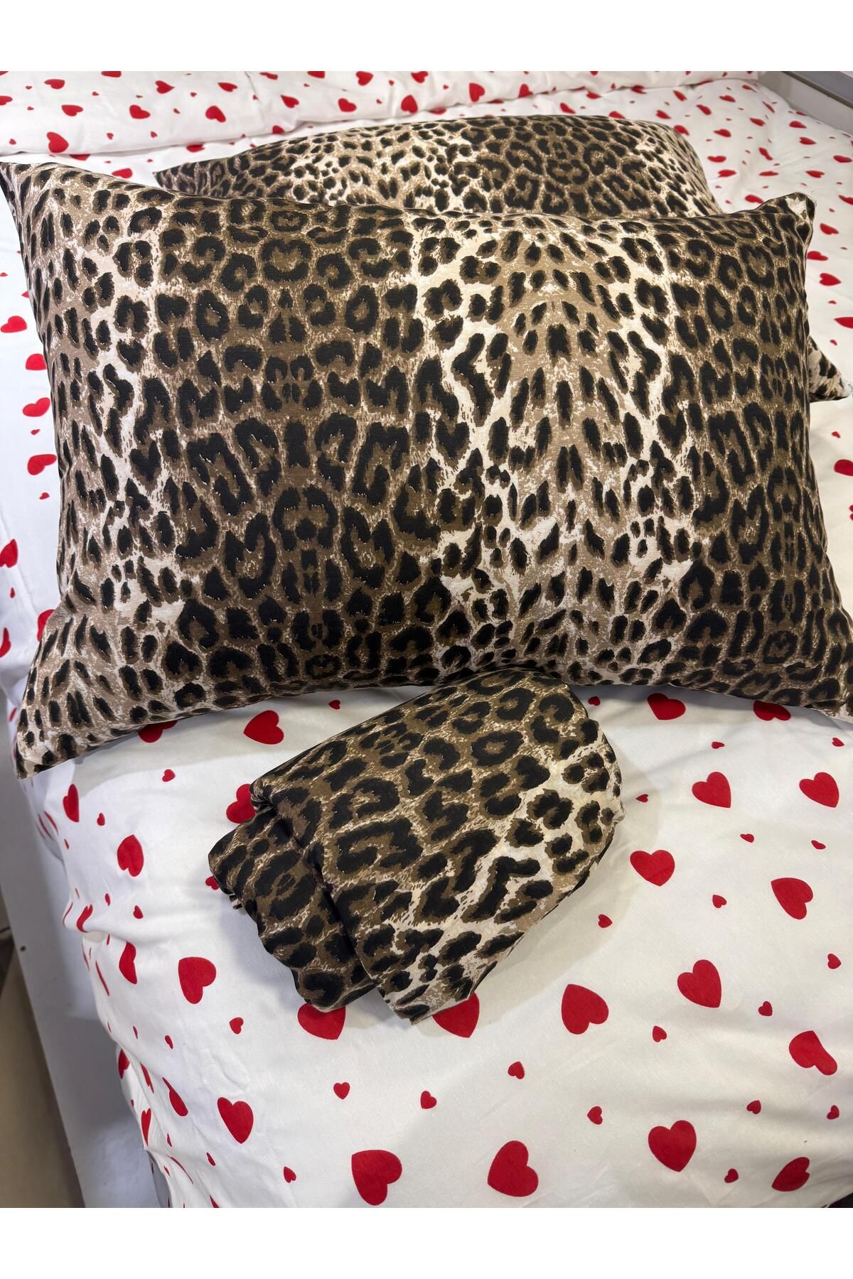 ŞENER HOME-Leopard Patterned Double (Fitted) Fitted Sheet 2 Pillowcases 160X200 24 cm 4