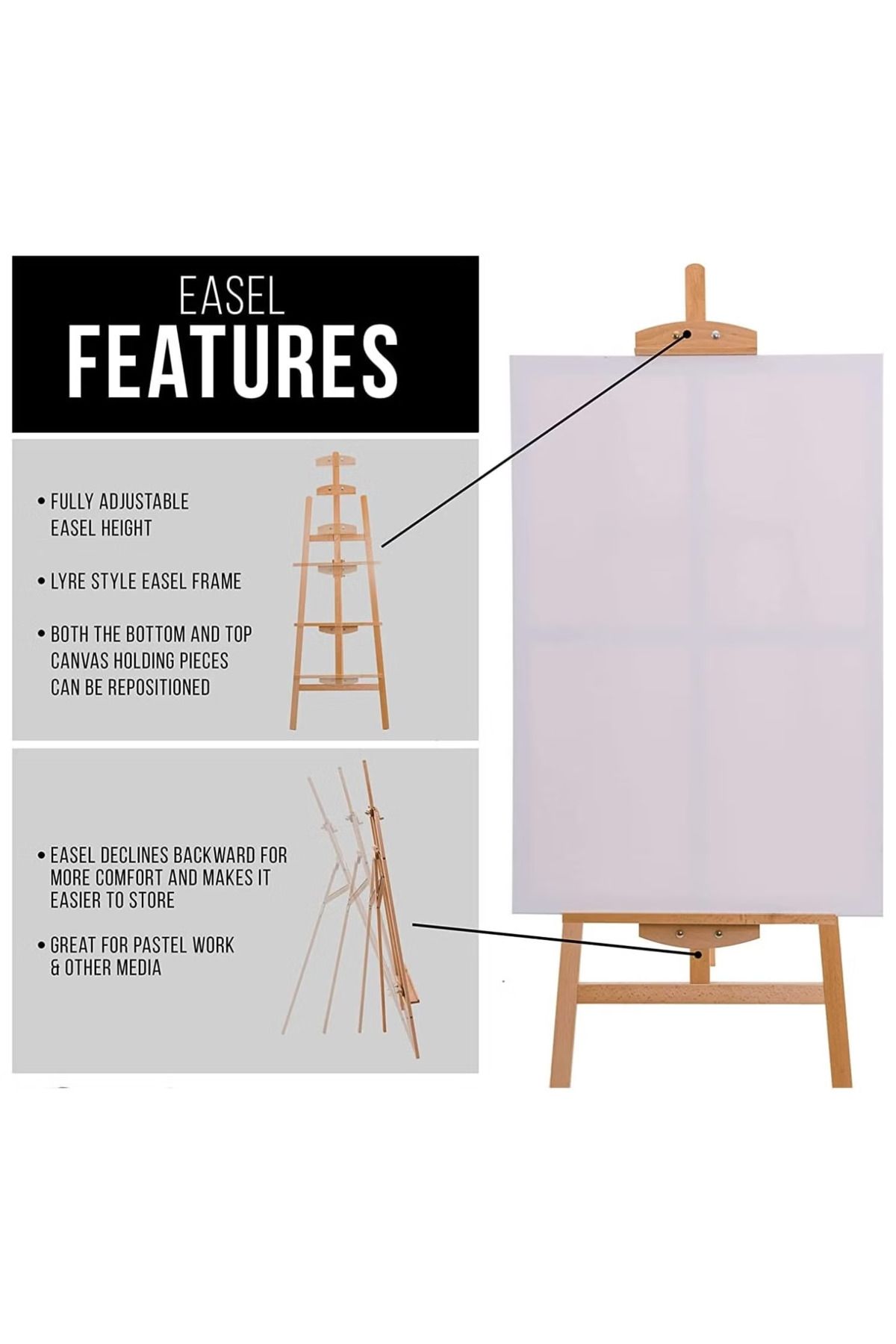 Primo Plus-Wooden Sketch Drawing Stand Beige 6
