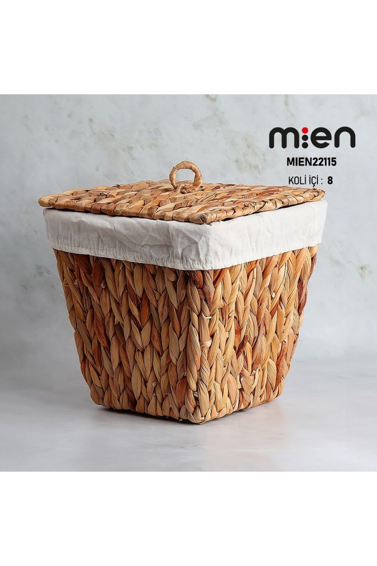 morponi-Wicker Multi-Purpose Basket with Lid 25 cm X 25 cm (Mi̇en) 1