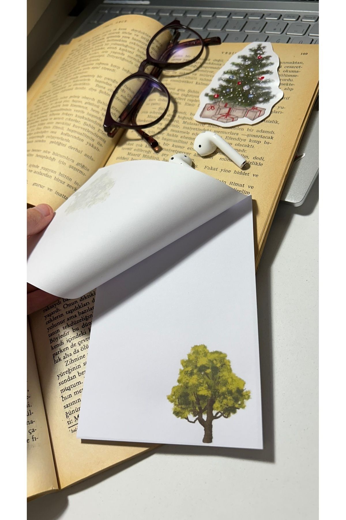 Handeto Kraft-Tree Themed Memo Pad Notepad Check Pluck Notebook, Glue Memo Pad, A6 Notebook, Unlined Notebook 5