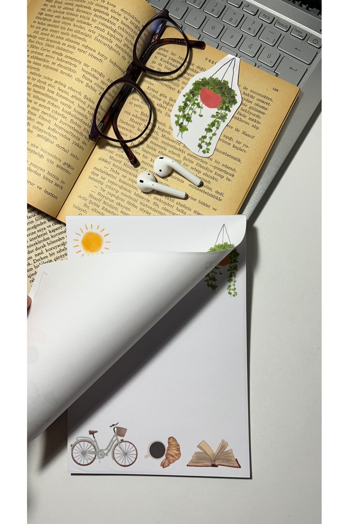 Handeto Kraft-لوحة ملاحظات مقاس A5 بتصميم الدراجة - دفتر ملاحظات قابل للفحص مع لوحة مذكرة غراء ودفتر ملاحظات غير مبطن 4