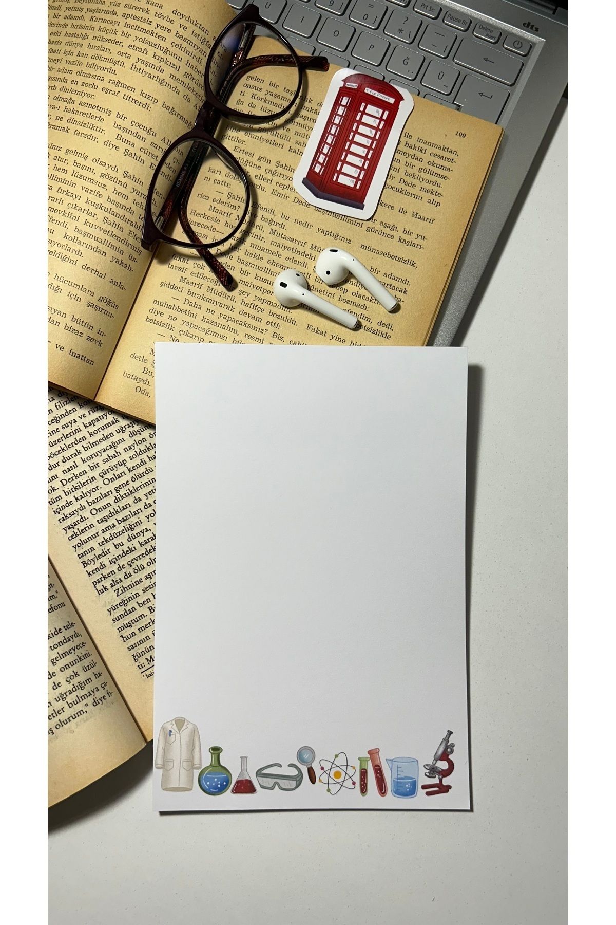 Handeto Kraft-Chemistry Themed Notepad Pull Pull Notebook, Glue Memo Pad, A5 Notebook, Unlined Notebook 2