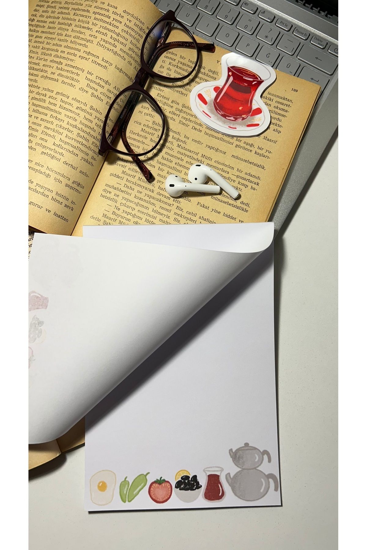 Handeto Kraft-Breakfast Themed A5 Notebook with Glue - Check Pluck Notepad and No Line Memo Pad 3