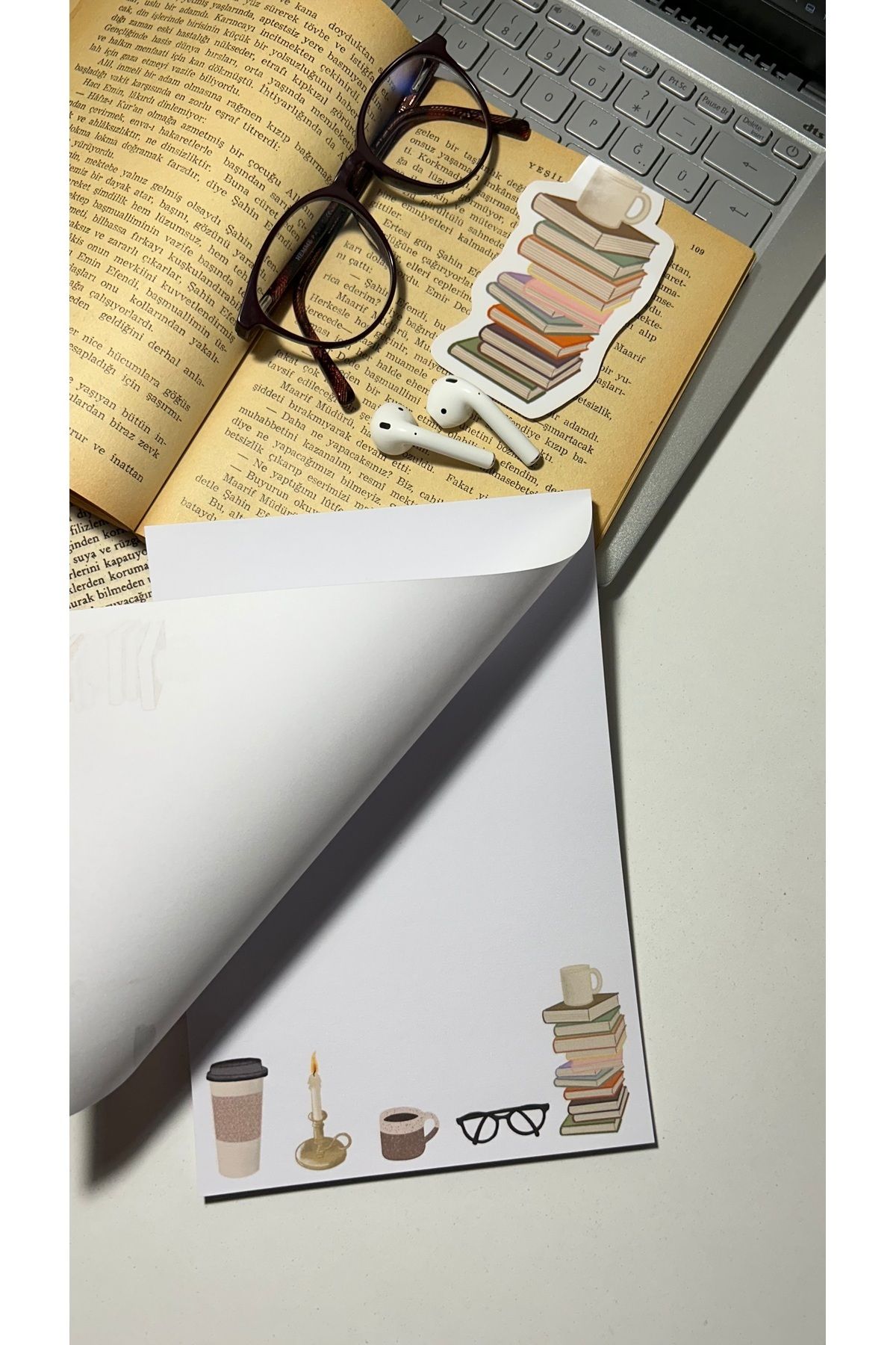 Handeto Kraft-A5 Book Coffee Notepad - Check Pluck Notebook with Glue Memo Pad and No Line Notebook 4