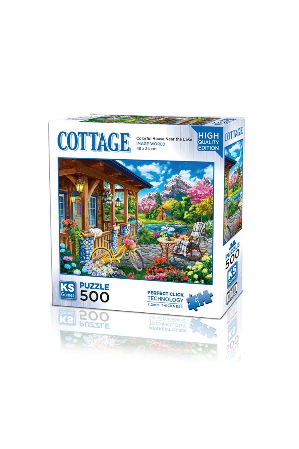 Ks Puzzle 20053 Colorful House Near The Lake 500 Parça Puzzle -KS Puzzle