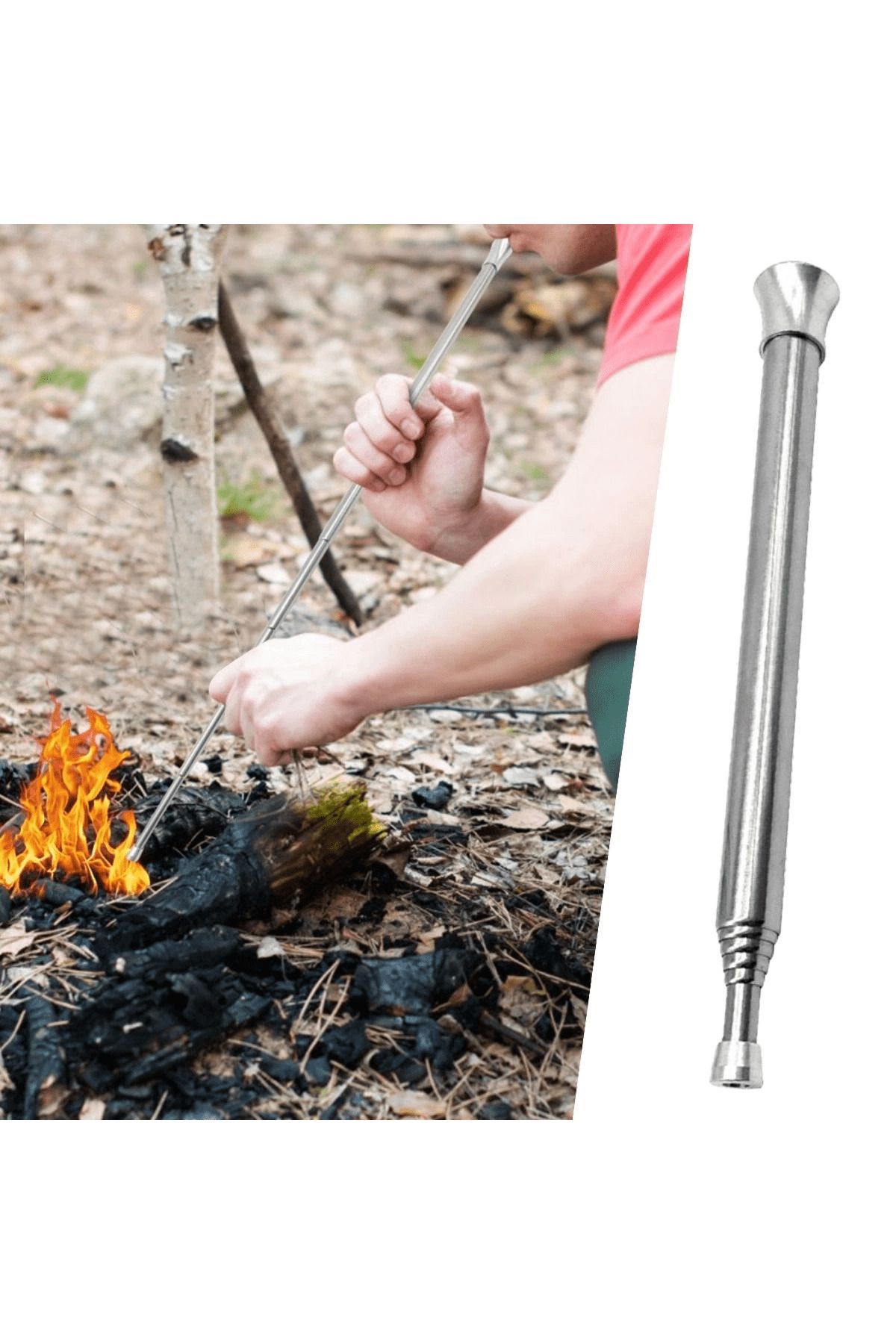 bam's Teleskopik Ateş Başlatıcı Outdoor Üfleme Borusu 63 Cm ( Lisinya )