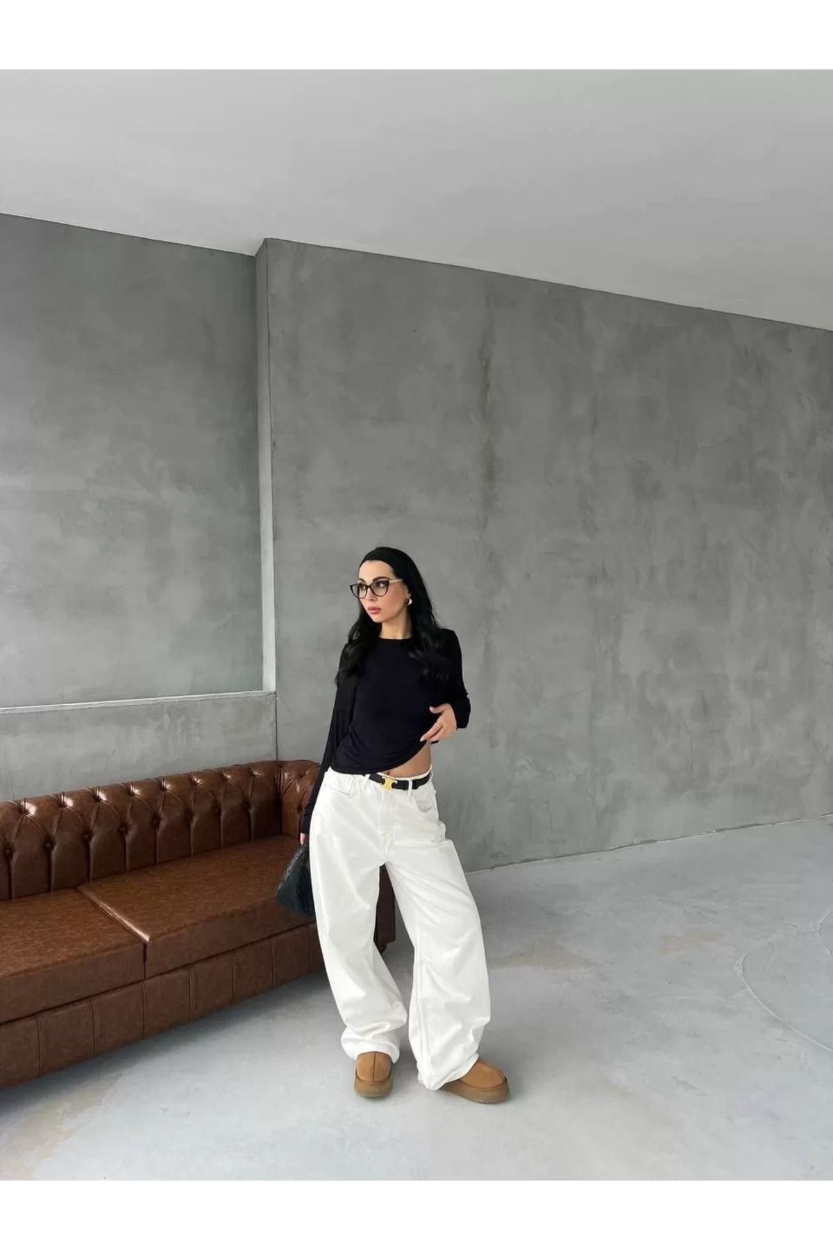 C&Z Collection Bisiklet Yaka Uzun Kollu Crop - Siyah