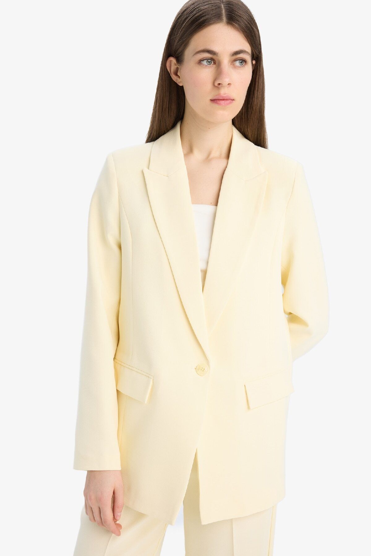 DeFacto-Oversize Wide Fit Crepe Blazer Jacket E8778Ax25Sm 3