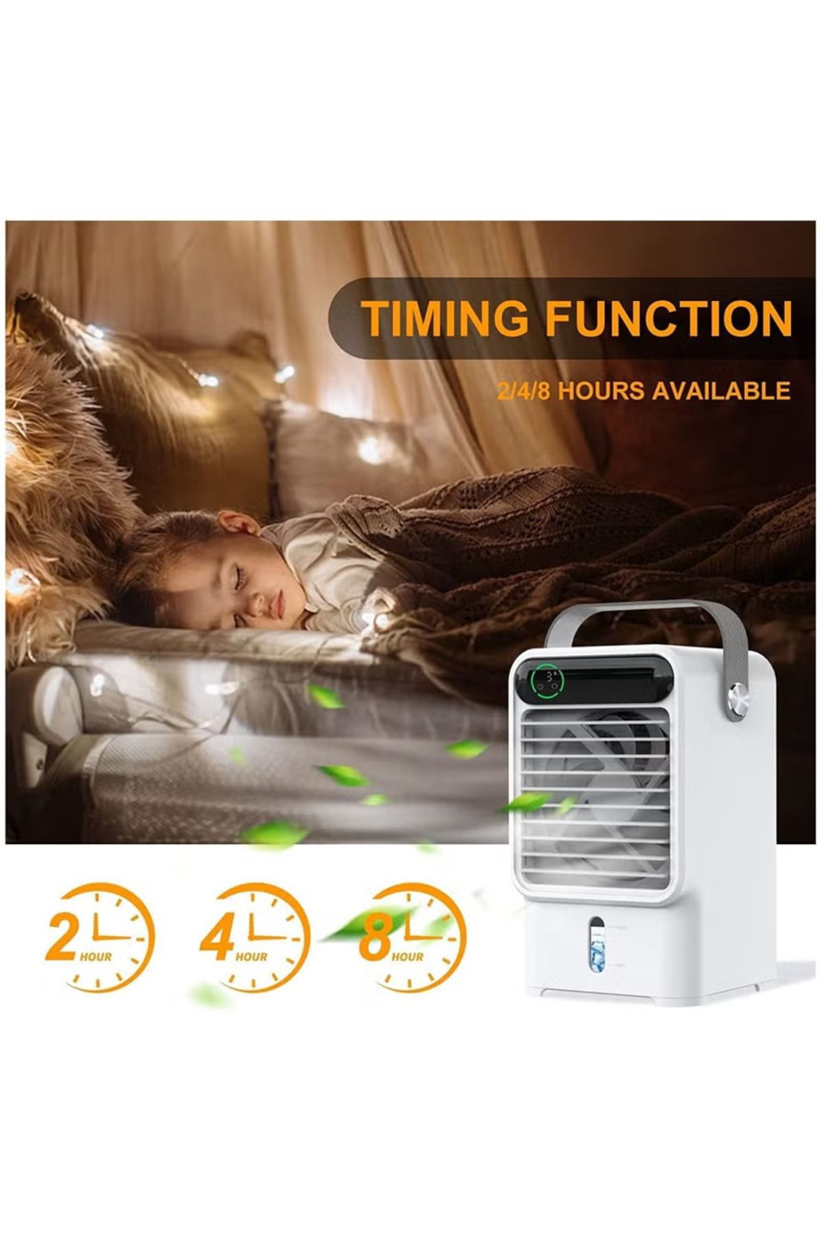 COOYA-4 in 1 Portable Air Cooler,with 3 Wind Speeds,with LED Light/Humidifier/Timing Function,for Home 6
