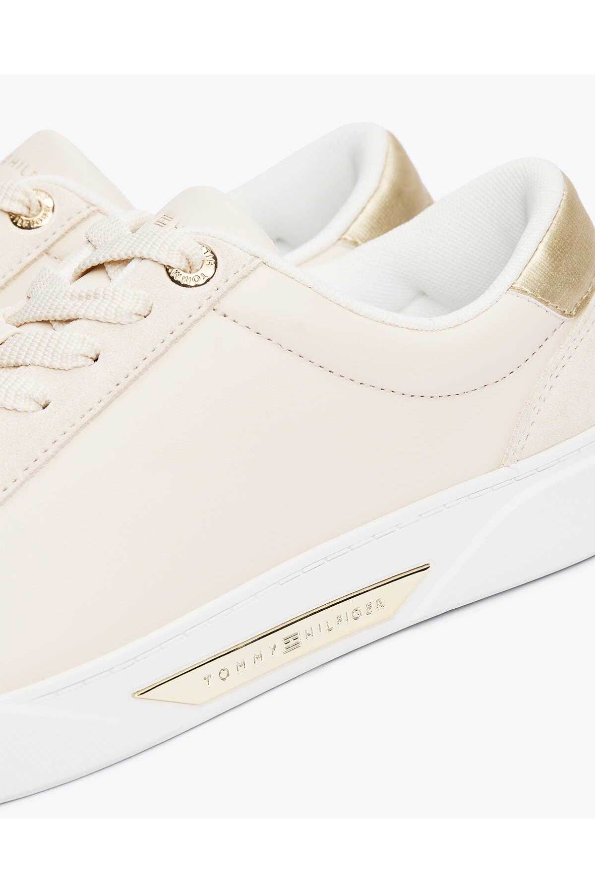 Tommy Hilfiger-Skórzane buty sportowe z metalicznym logo i detalami Fw0Fw08382 Aa8 7