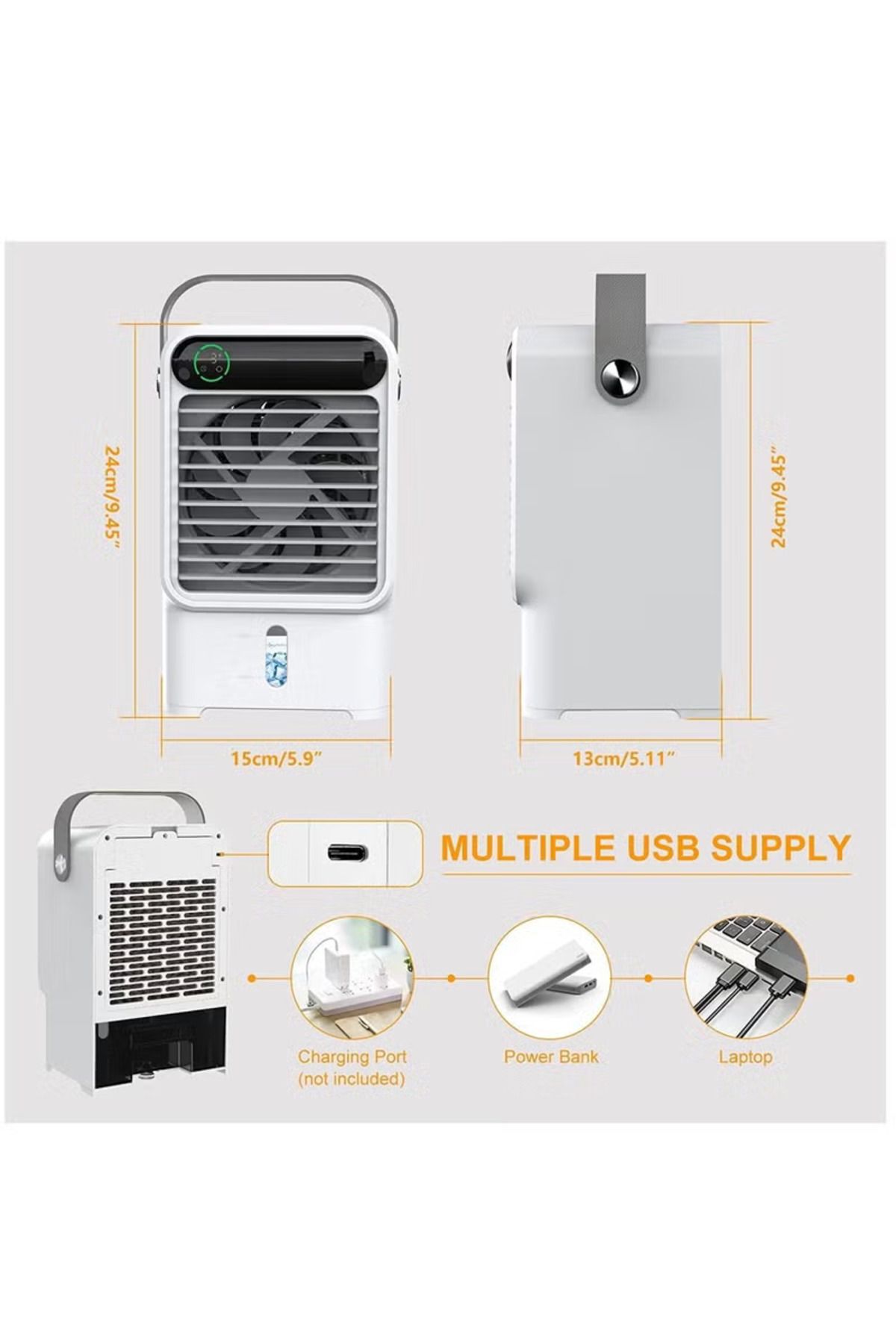 COOYA-4 in 1 Portable Air Cooler,with 3 Wind Speeds,with LED Light/Humidifier/Timing Function,for Home 3