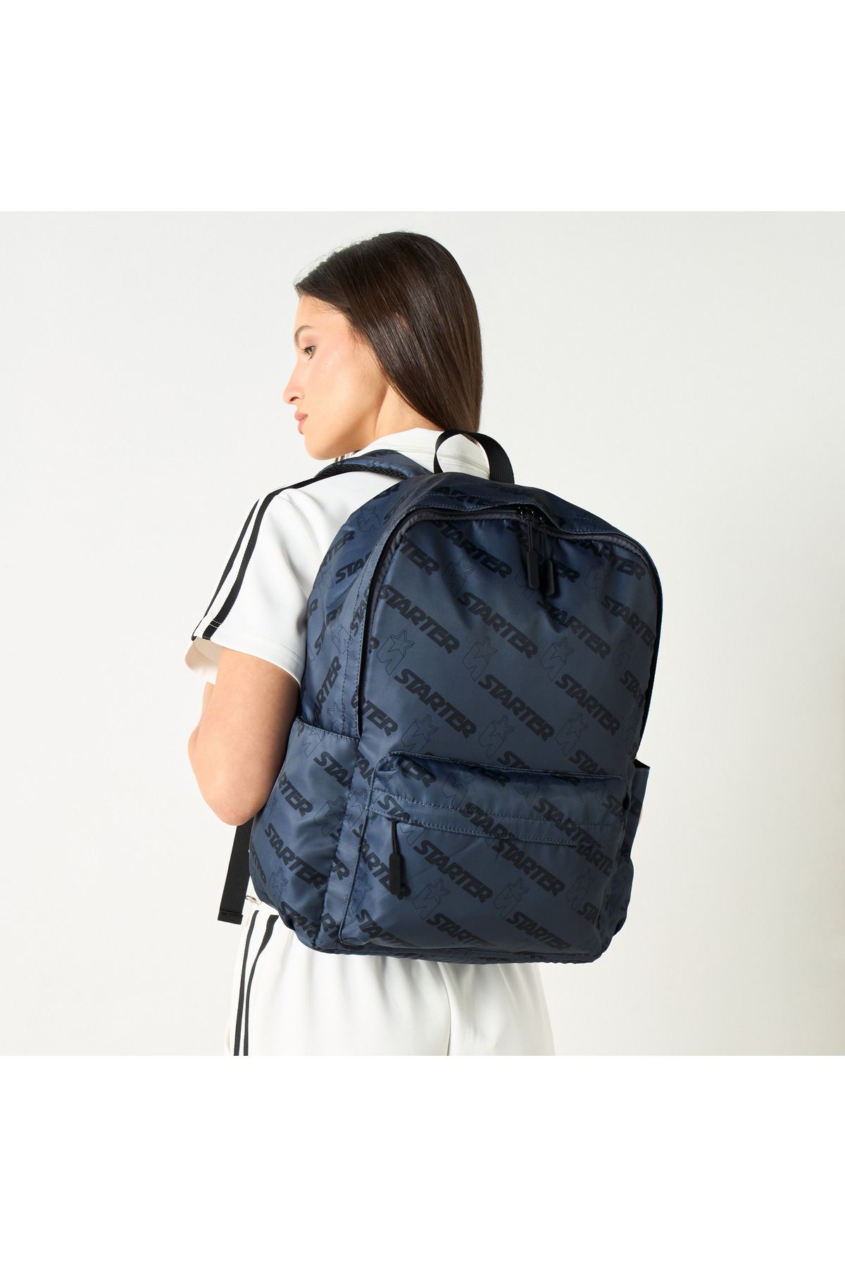 Starter-All-over Logo Print Backpack With Adjustable Straps And Zip Closure 2