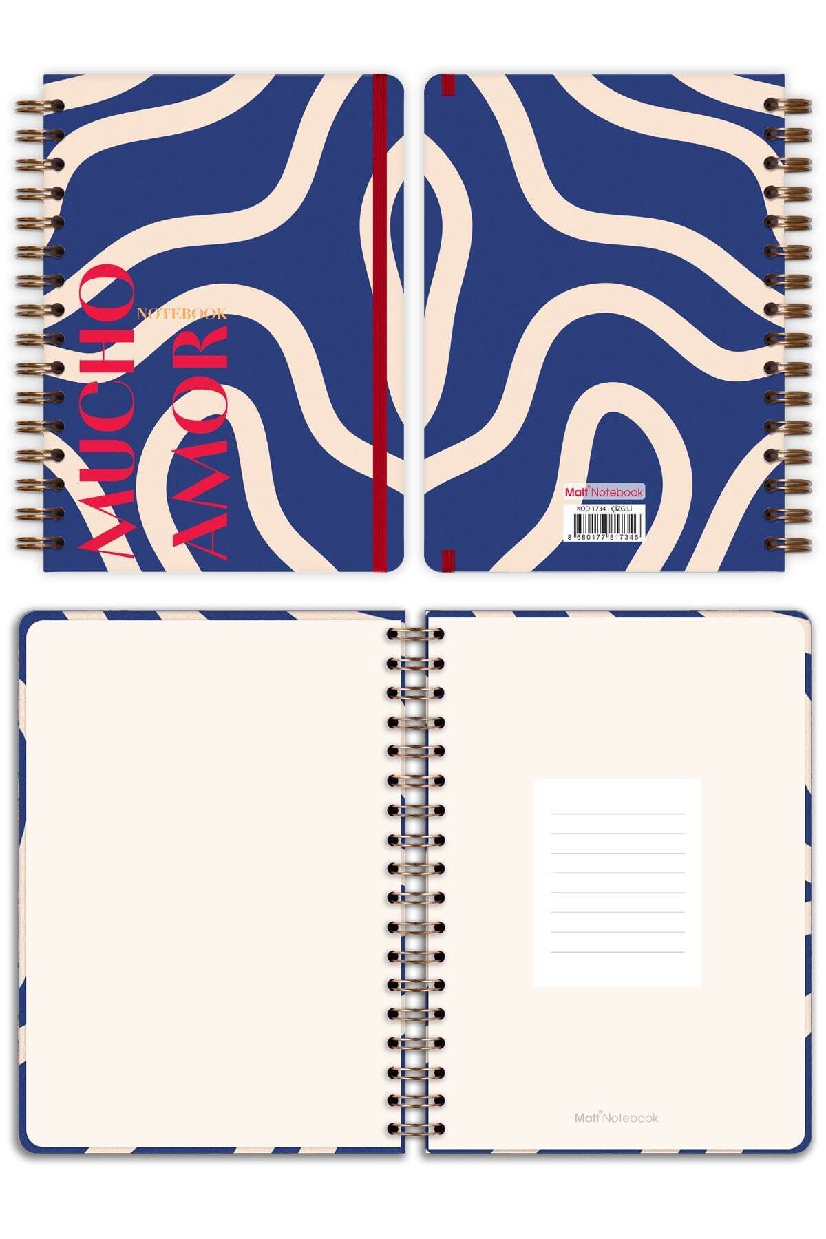 Matt Notebook-A5 15X21 cm Spiral Elastic Striped Undated Notepad 6
