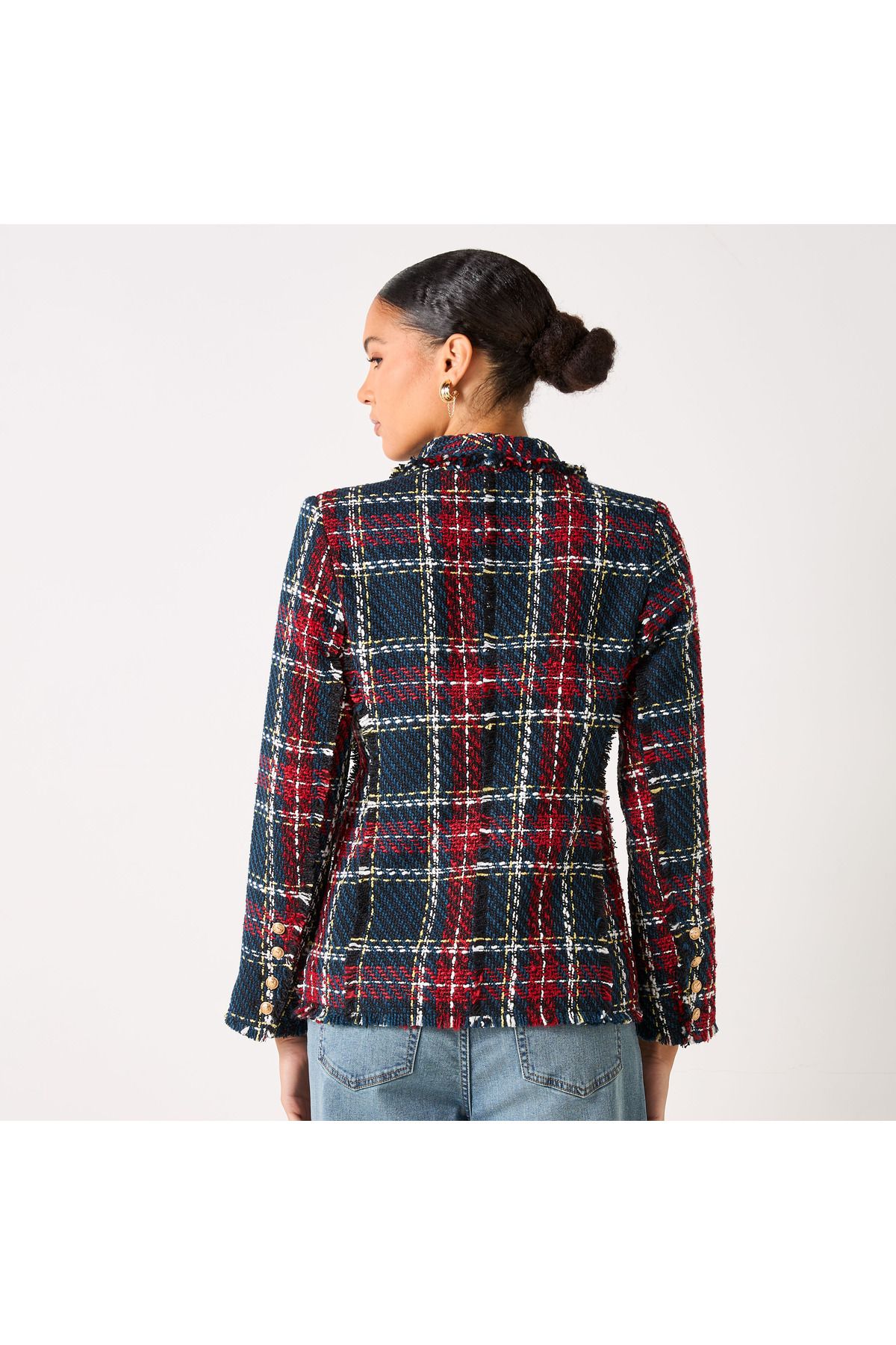 Lee Cooper-Checked Blazer With Notch Lapel And Pockets 3
