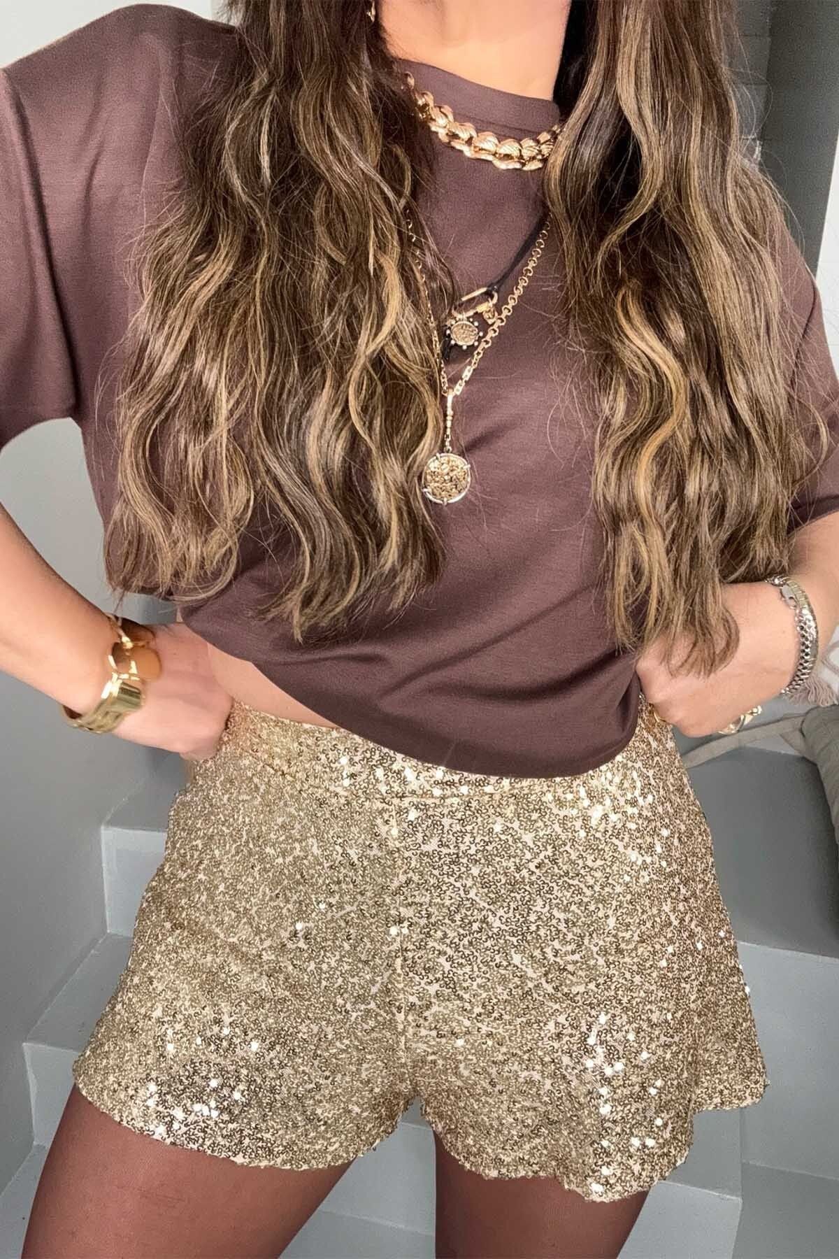 Sohotique By P-Χρυσό σορτς Zr Sequin 2