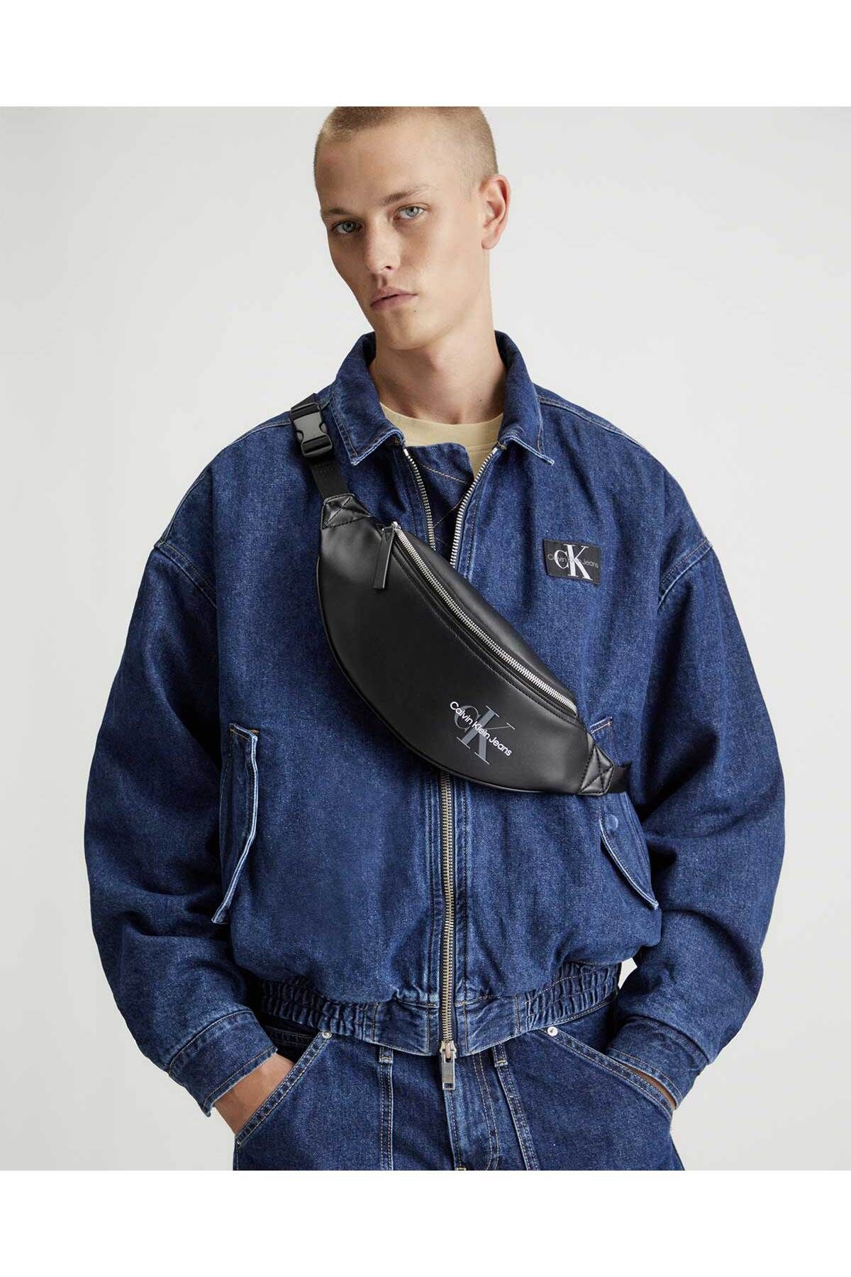 کیف کمری مشکی مردانه کمر نرم مونوگرام 38 اورجینال Calvin Klein