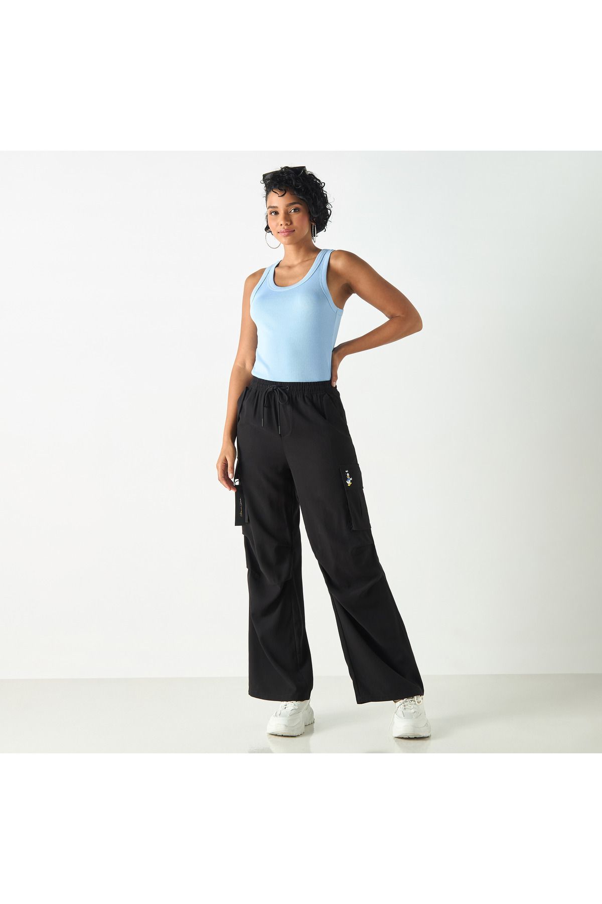 SP Characters-Donald Duck Print Wide Leg Pants With Drawstring Closure And Pockets 2