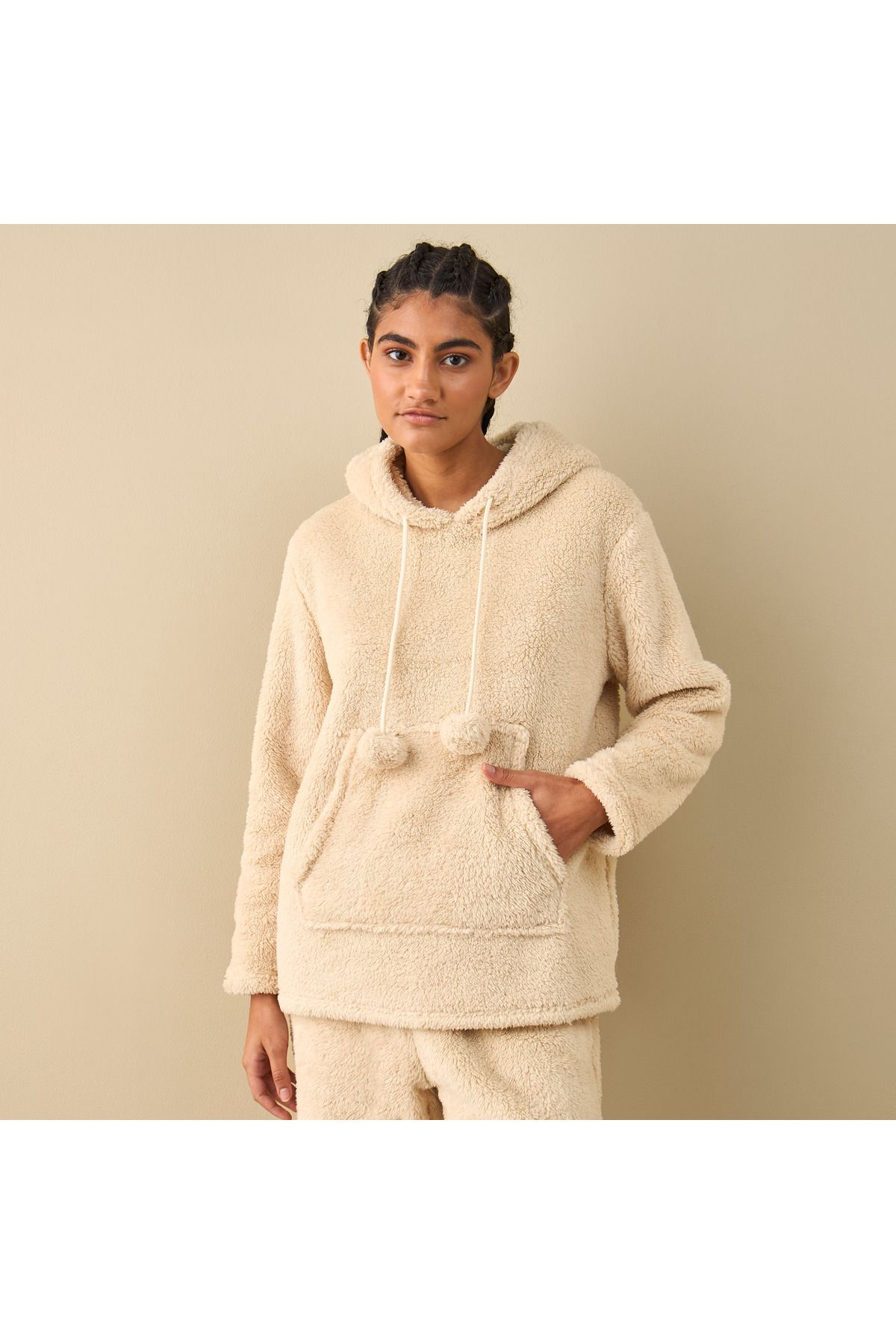 FAV-Textured Long Sleeves Hoodie And Pyjama Set 2