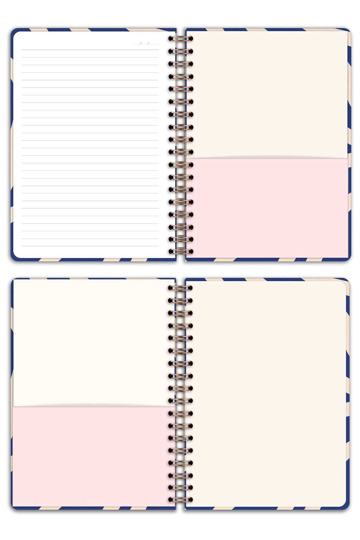 Matt Notebook-A5 15X21 cm Spiral Elastic Striped Undated Notepad 7