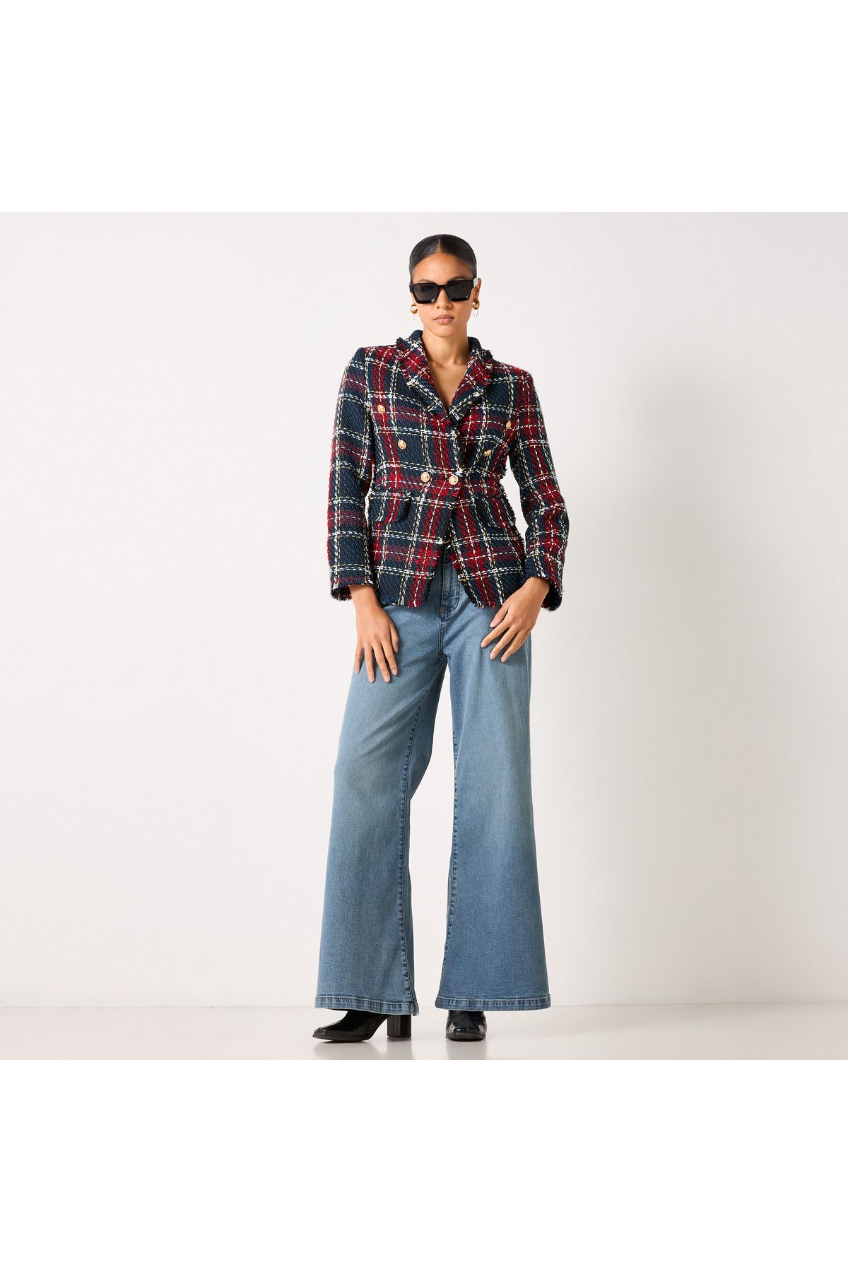Lee Cooper-Checked Blazer With Notch Lapel And Pockets 2